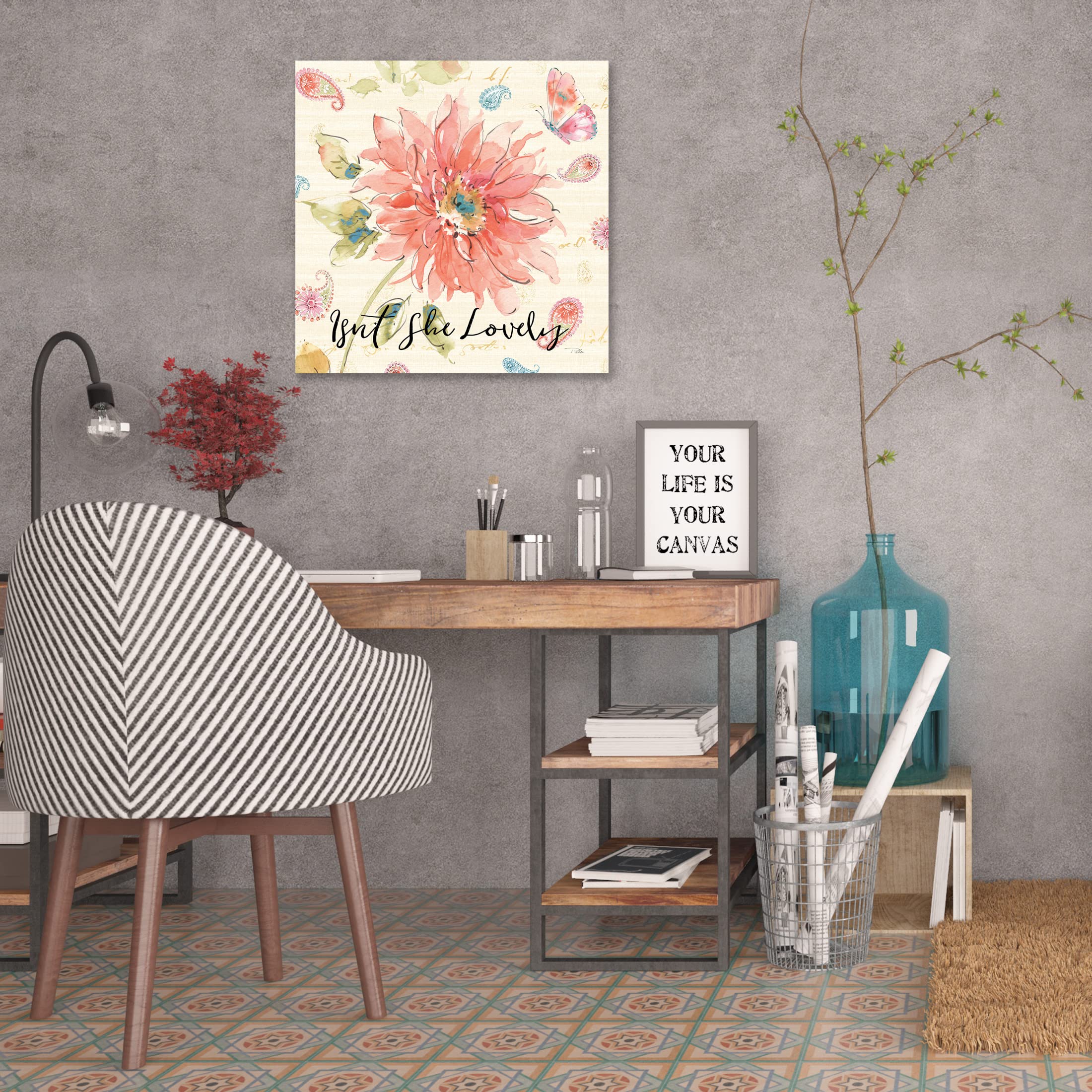 Happy Gypsy II Lovely Gallery Wrapped Canvas Art Print by Pela Studio - 30x30 Inch Bohemian Home Decor for Living Room, Bedroom & Office Wall