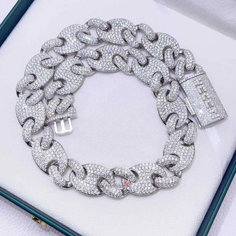 24K Gold Plated Moissanite Cuban Link Chain Necklace for Men - Iced Out Hip Hop Jewelry - Perfect for Gifts, Parties & Everyday Wear
