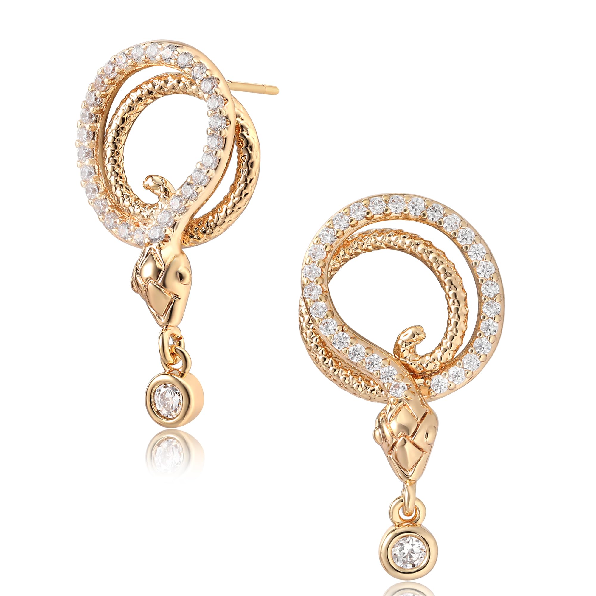 14K Gold Plated Snake Earrings for Women - Boho Dainty Open C Hoop Studs - Hypoallergenic Handmade Gold Jewelry Gift - Perfect for Parties, Weddings & Everyday Wear