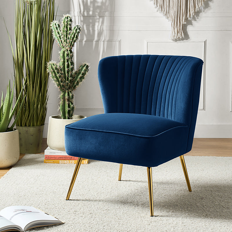Lola Velvet Side Chair - Modern Upholstered Accent Chair for Living Room, Bedroom & Office - Soft Velvet Fabric with Sturdy Wooden Legs - Perfect for Dining, Lounge & Home Decor
