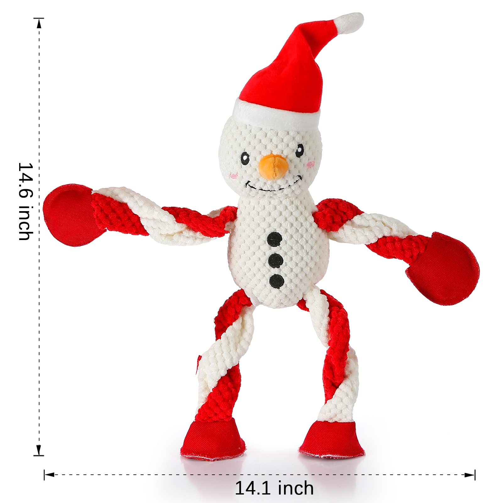 Senneny Squeaky Dog Christmas Toys - Snowman Plush Chew Toys for Small, Medium & Large Dogs | Interactive Durable Puppy Toys with Squeaker | Perfect for Holiday Playtime & Training Gifts