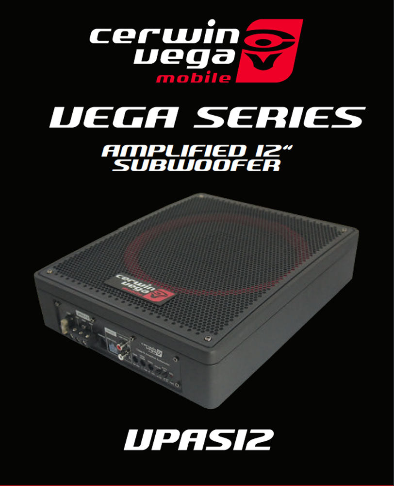 Cerwin Vega VPAS12 600W Max (250W RMS) 12 Inch Powered Car Subwoofer - Compact Under Seat Bass Enclosure for Trucks, SUVs & Sedans - Perfect for Road Trips & Music Lovers