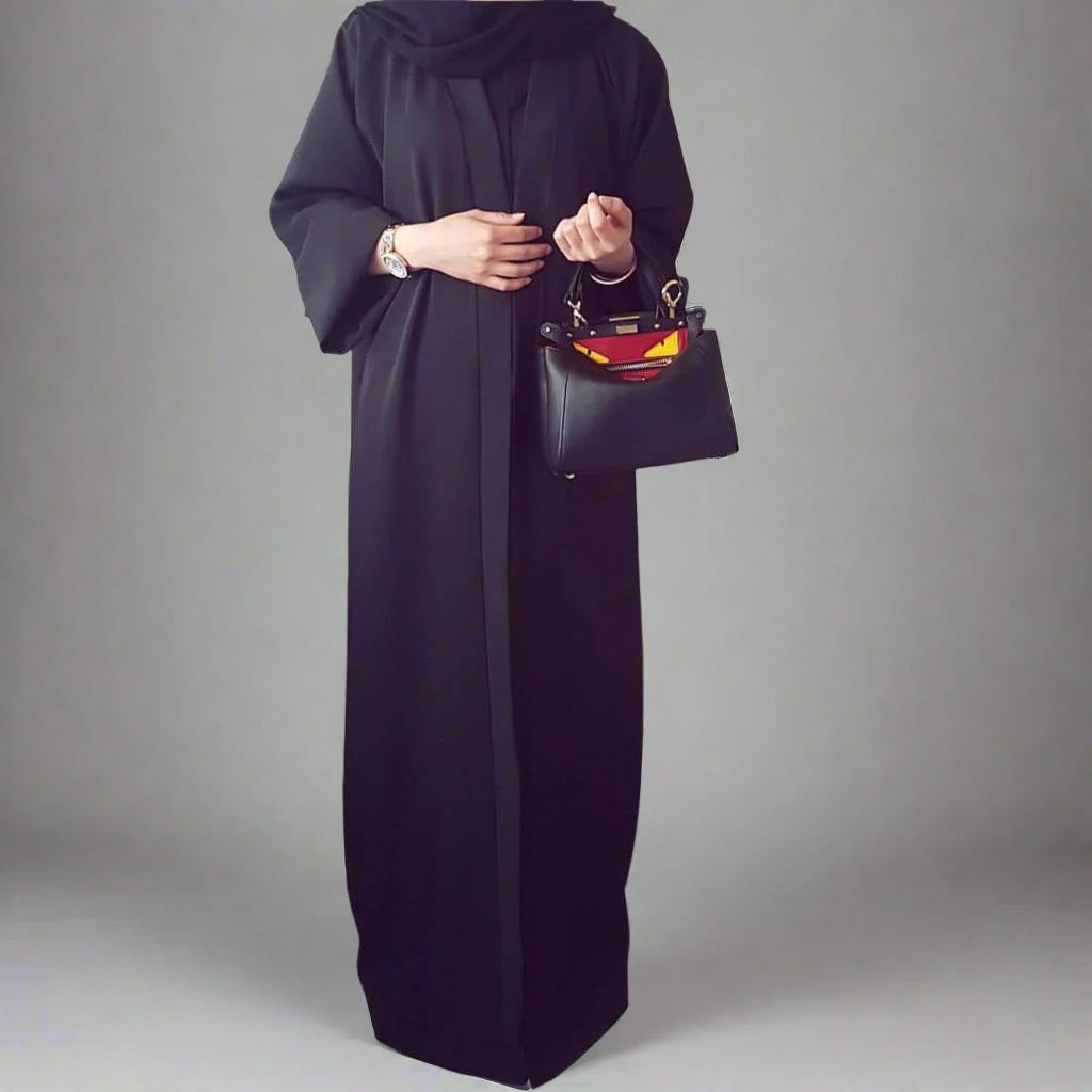 Elegant Islamic Women's Saudi Open Abaya - Modest Muslim Prayer Dress for Mosque & Daily Wear