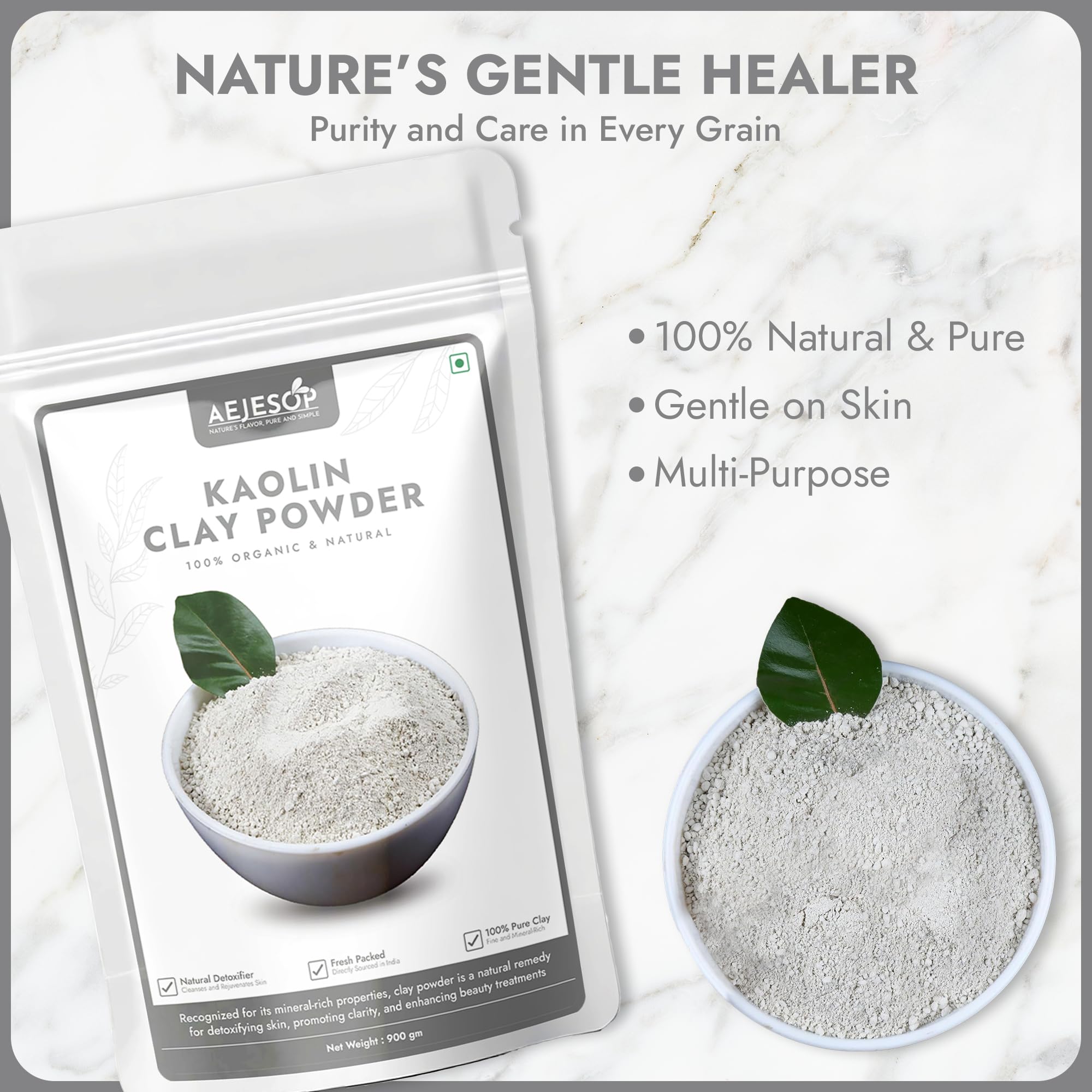 Premium Kaolin Clay Powder for Skin & Hair - 31.7 oz (900g) Natural White Cosmetic Clay for Face Masks, DIY Soap Making & Detox Treatments - Ideal for Spa, Beauty & Craft Projects