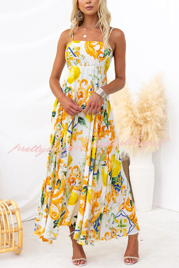 Summer Crush Abstract Print Back Tie-Up Maxi Dress - Flowy Beach Cover Up, Boho Festival Outfit & Casual Summer Dress for Women