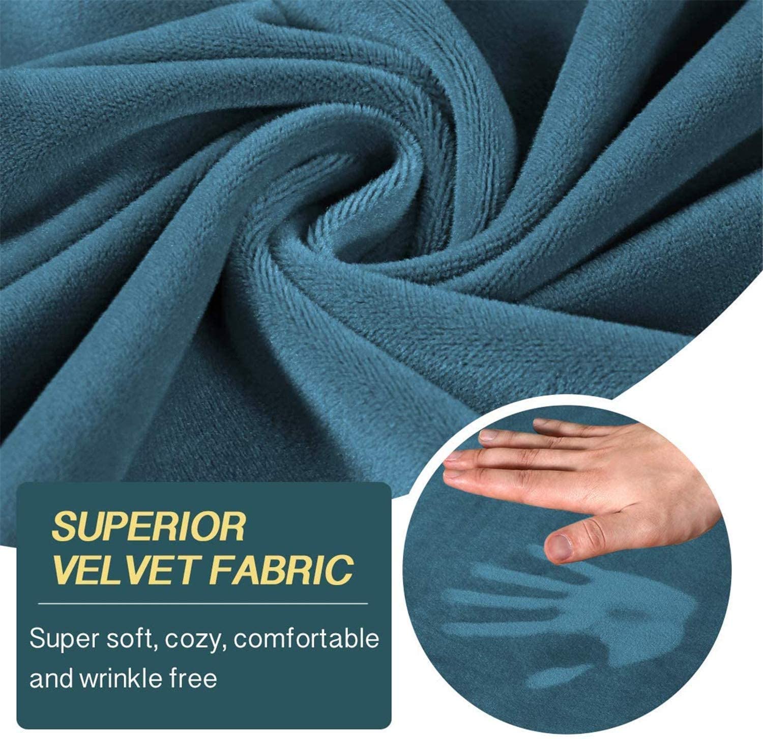 6-Piece Velvet Recliner Sofa Cover Set - Stretchable 2-Seater Loveseat Slipcover with Side Pockets - Soft Furniture Protector for Living Room, Family Room & Home Theater (Peacock Blue) - Perfect for Pets, Kids & Everyday Use