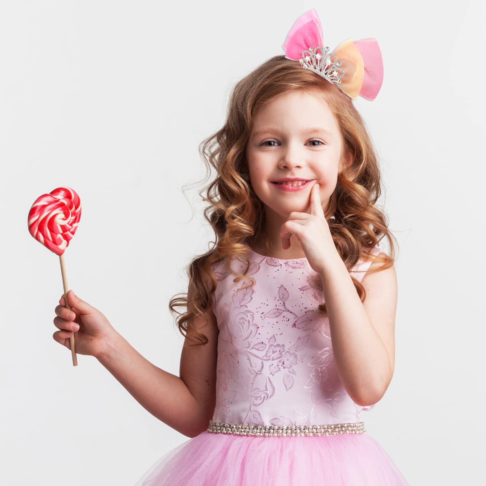 2 Pcs Pink Crown Hair Bows for Girls - Cute Alligator Clip Hair Accessories for Toddlers & Kids - Perfect for Birthday Parties, School, and Special Occasions