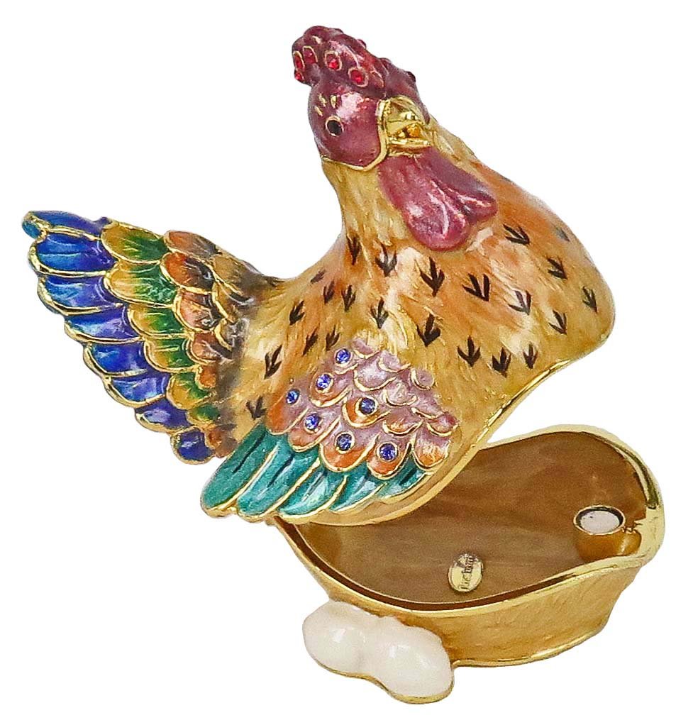 Crystal Jeweled Hen Egg Trinket Box - Elegant Home Decor for Gifts & Display