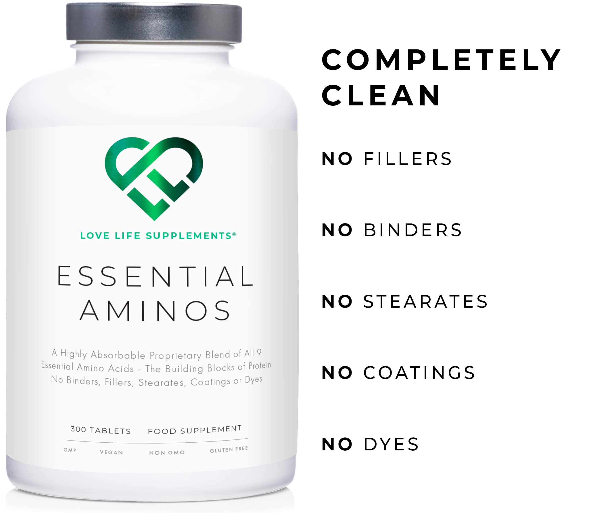 Essential Amino Acids (EAA) Supplement - 9 Amino Acids with 3 BCAAs for Muscle Growth & Recovery | 300 Vegan Tablets (60 Servings) | 5-10g per Dose | High Leucine Content | Perfect for Post-Workout, Fitness & Bodybuilding