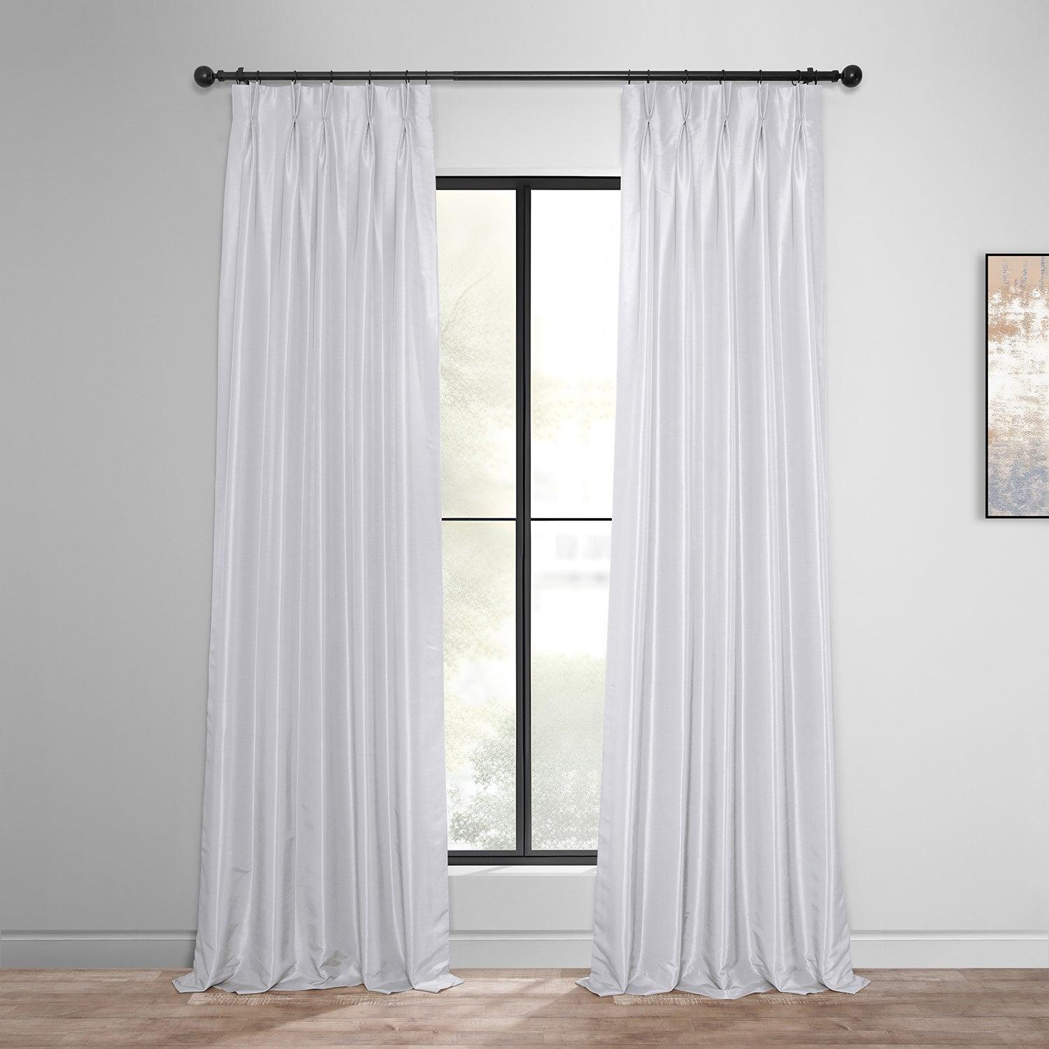 Elegant Ice French Pleat Vintage Textured Faux Dupioni Silk Blackout Curtains for Bedroom & Living Room - Light Blocking Thermal Insulated Window Drapes