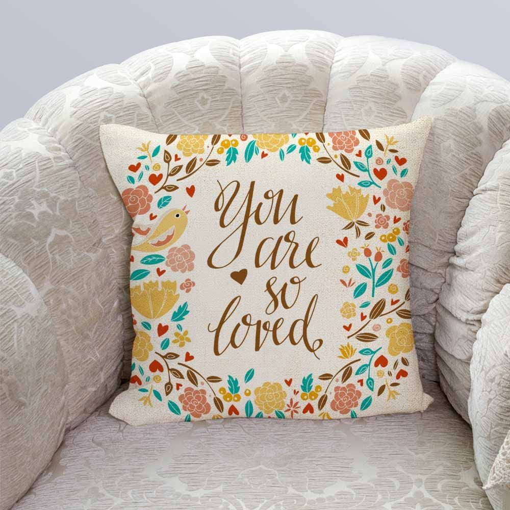 IBILIU 18x18 Inch Throw Pillow Covers - Cute Love Fish Floral Design Decorative Pillow Cases for Sofa, Bedroom & Living Room Home Decor