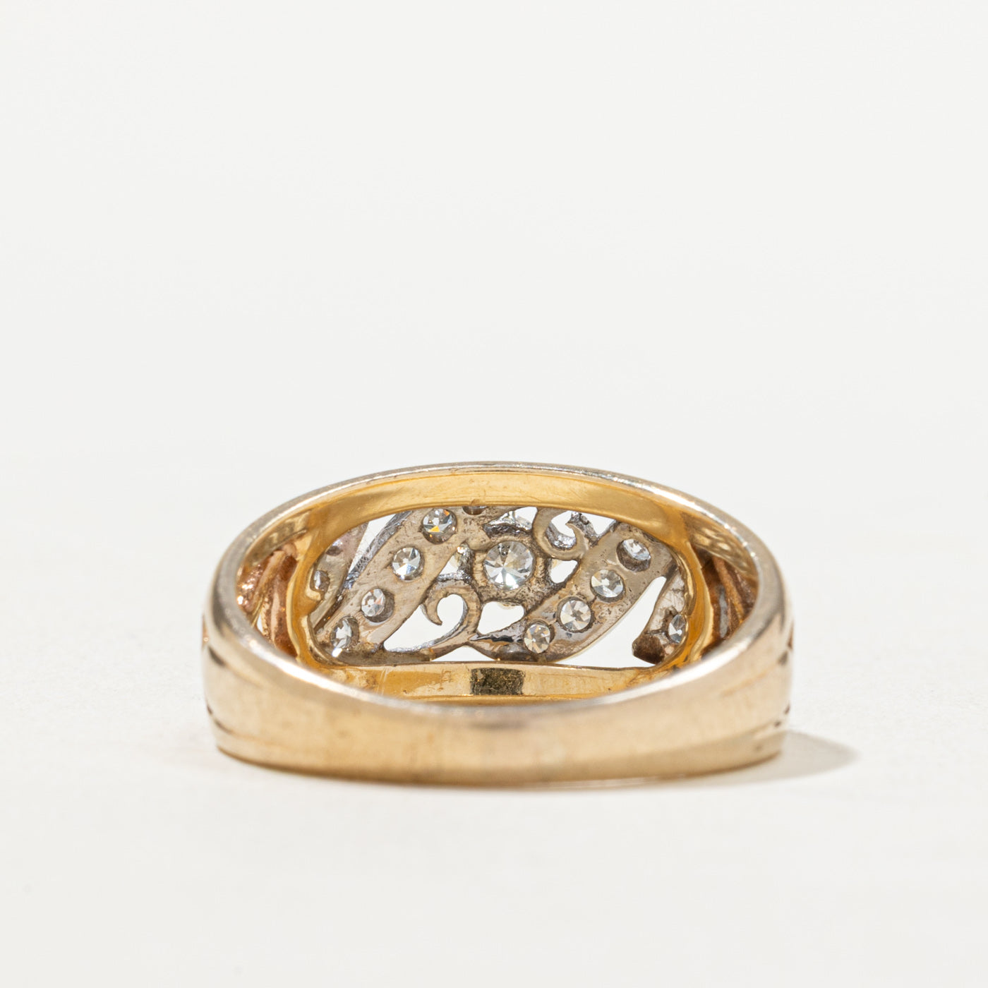 Two Tone Gold Diamond Openwork Ring - 0.25ctw Diamond Engagement Ring for Women - Size 7.5 - Perfect for Wedding, Anniversary & Valentine's Day Gifts