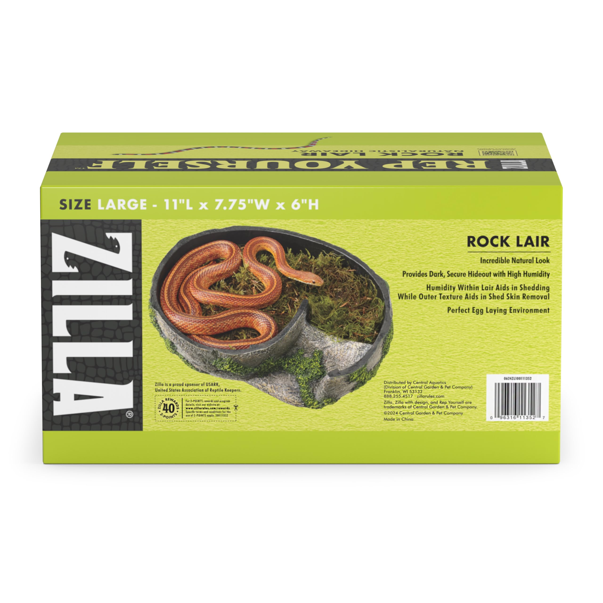 Zilla Pet Terrarium Rock Lair Hideout for Reptiles - Large Size Cave Shelter for Lizards, Snakes & Geckos - Perfect for Desert & Jungle Habitat Decor