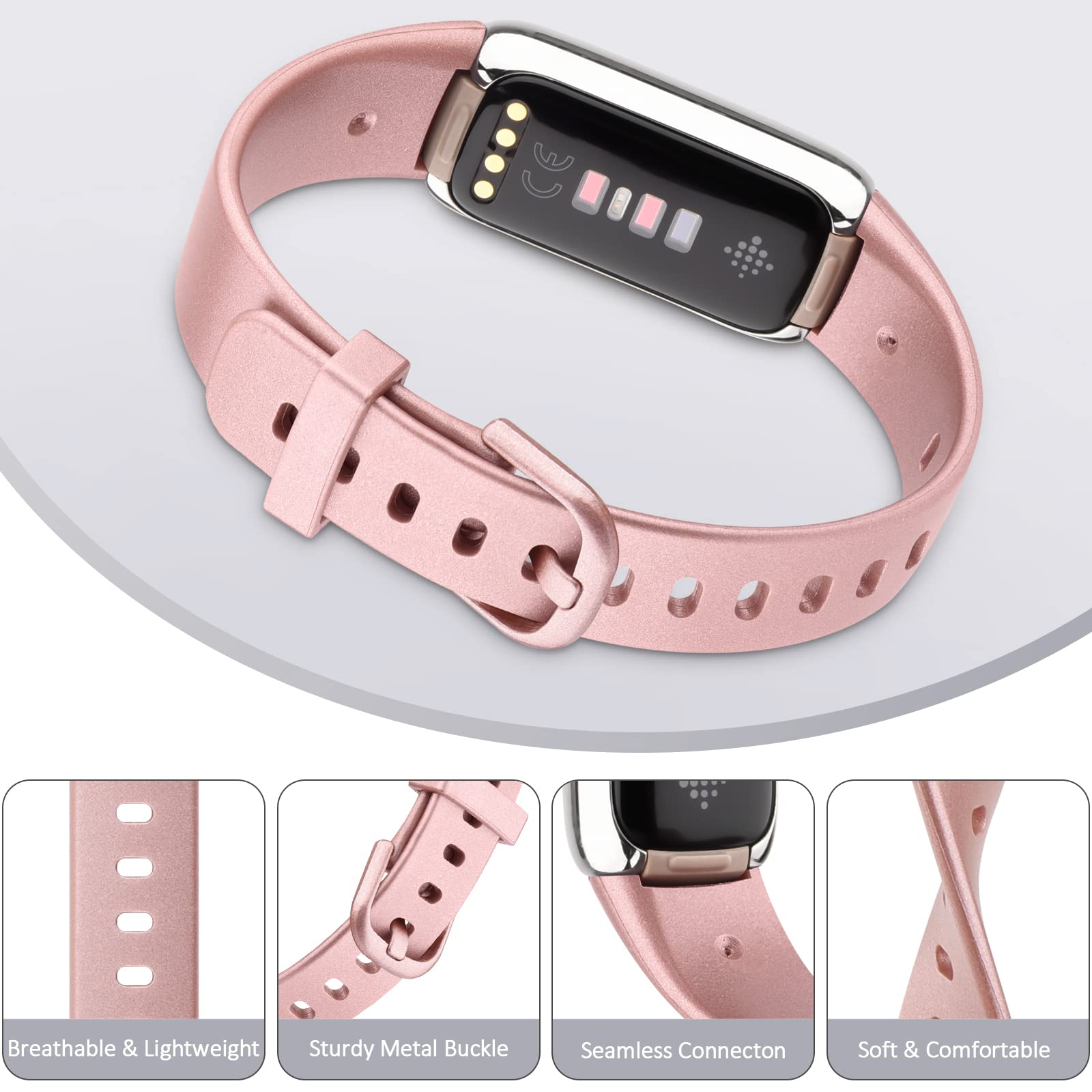 Fitbit Luxe Bands 3-Pack - Soft Silicone Replacement Straps for Women & Men | Fitness & Daily Wear