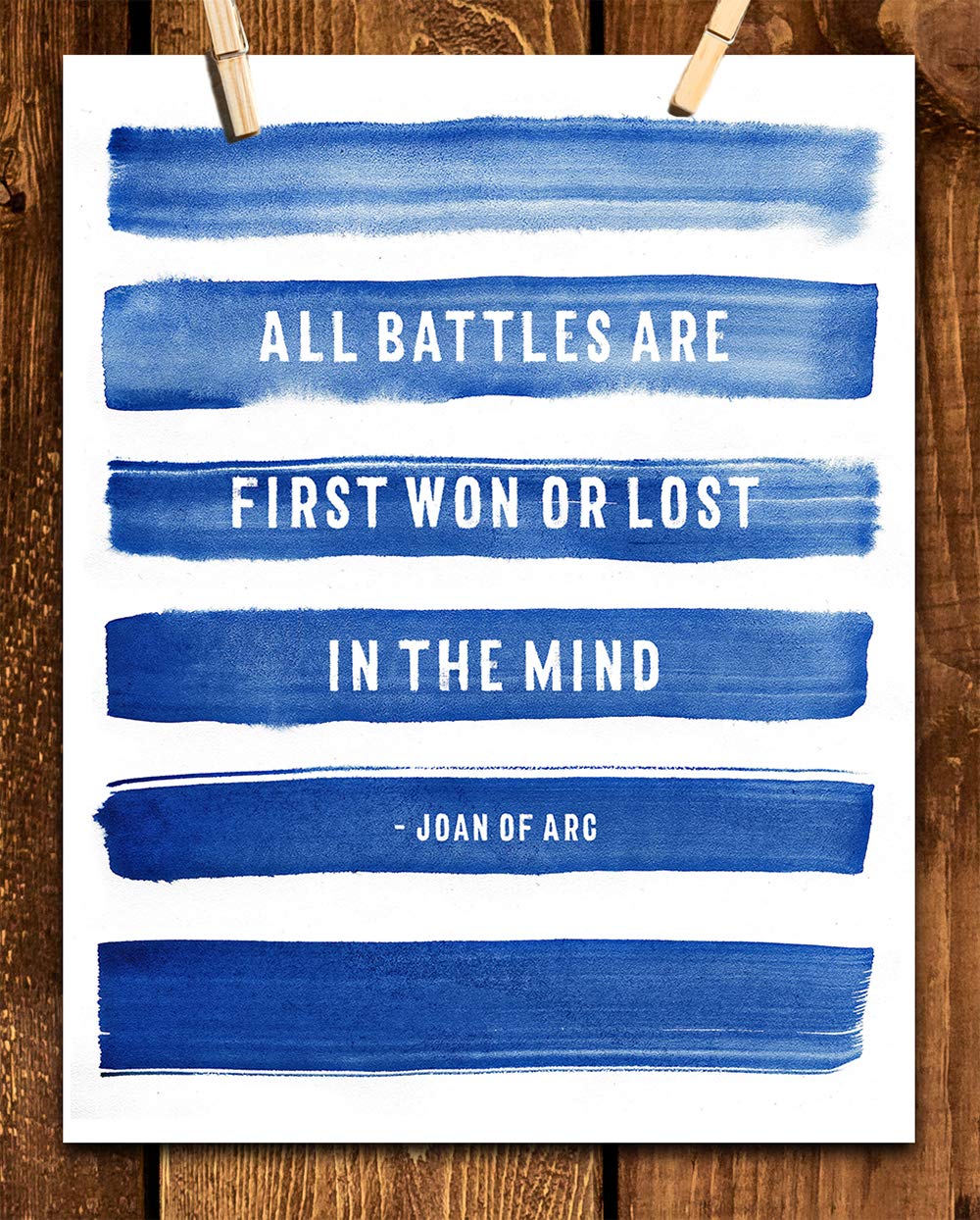 TJ Originals - Joan of Arc Christian Bible Quote Wall Art Print 11x14, Inspirational Scripture Decor for Home & Office, Motivational Gift for Family & Friends (Blue Stripes) | Perfect for Living Room, Bedroom & Faith-Based Spaces