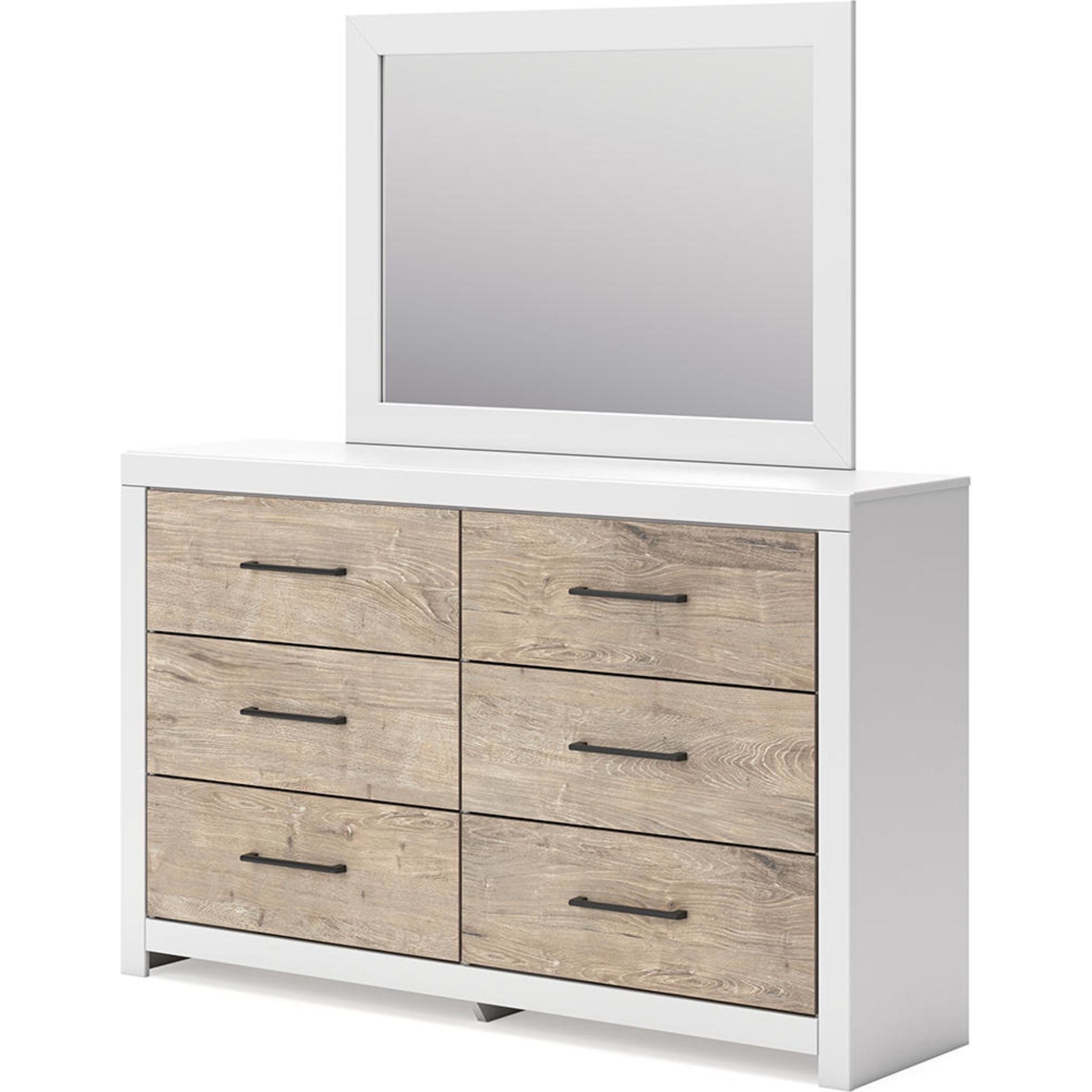 Charbitt 6-Piece Twin Panel Bedroom Set - Two-Tone Wood Finish - Modern Bedroom Furniture for Small Spaces & Guest Rooms