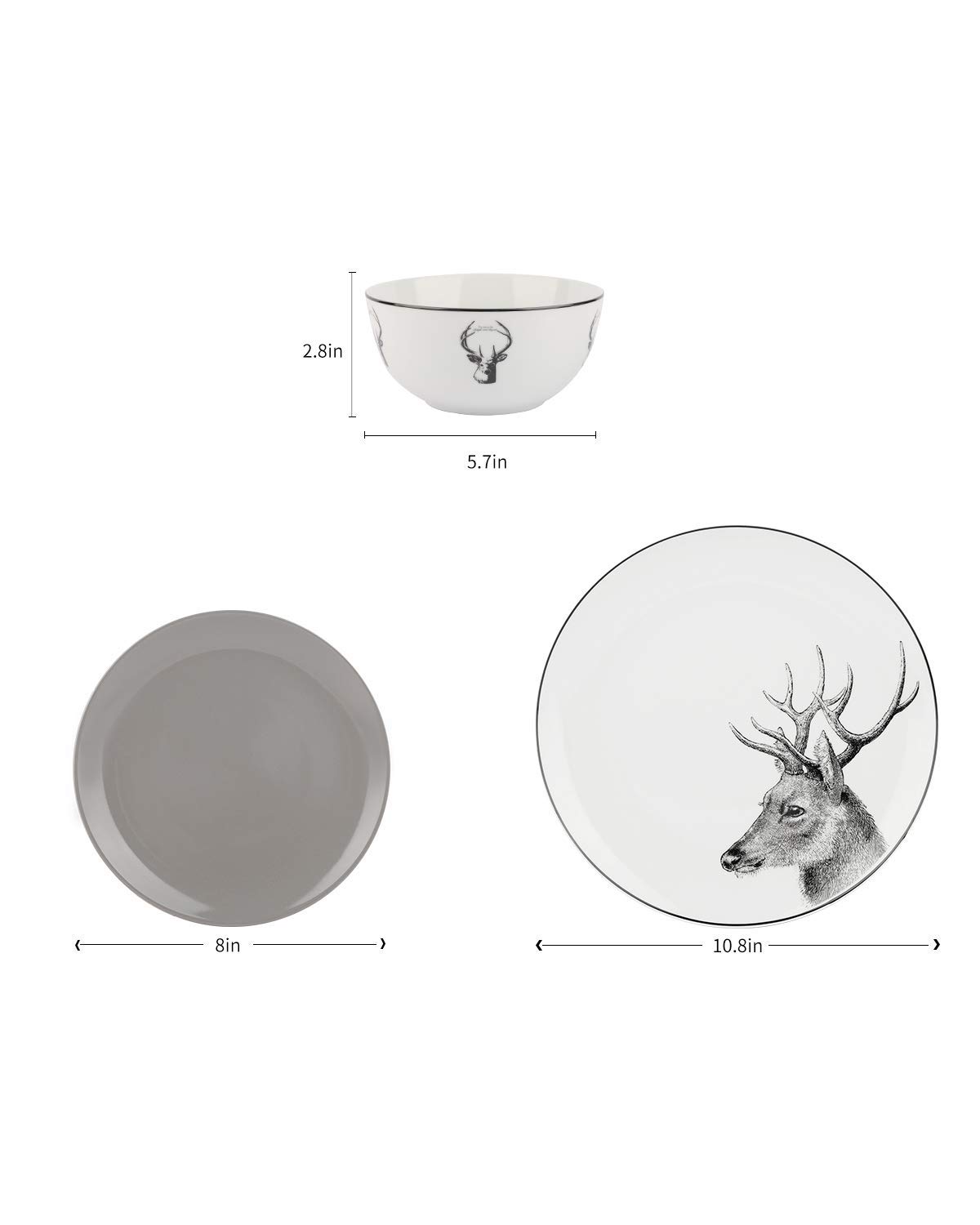18-Piece Rustic Deer Dinnerware Set - Ceramic Plates & Bowls for 6, Microwave & Dishwasher Safe - Perfect for Holidays & Family Dinners