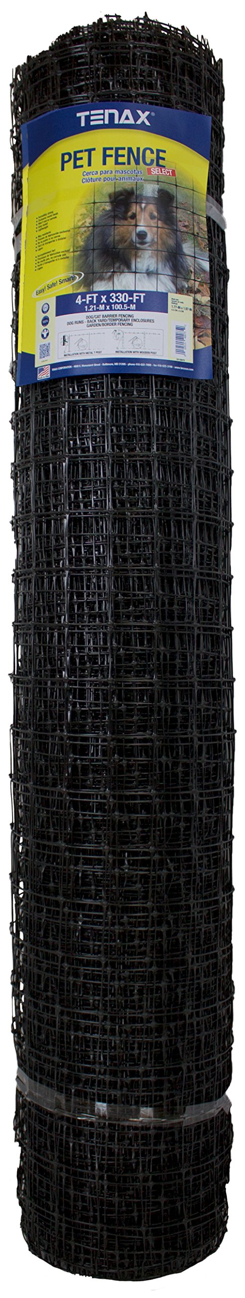 **Tenax 2A140075 Select Pet Fence – 4' x 330' Black Dog Fence for Backyard, Garden & Kennel – Durable & Easy Installation**
