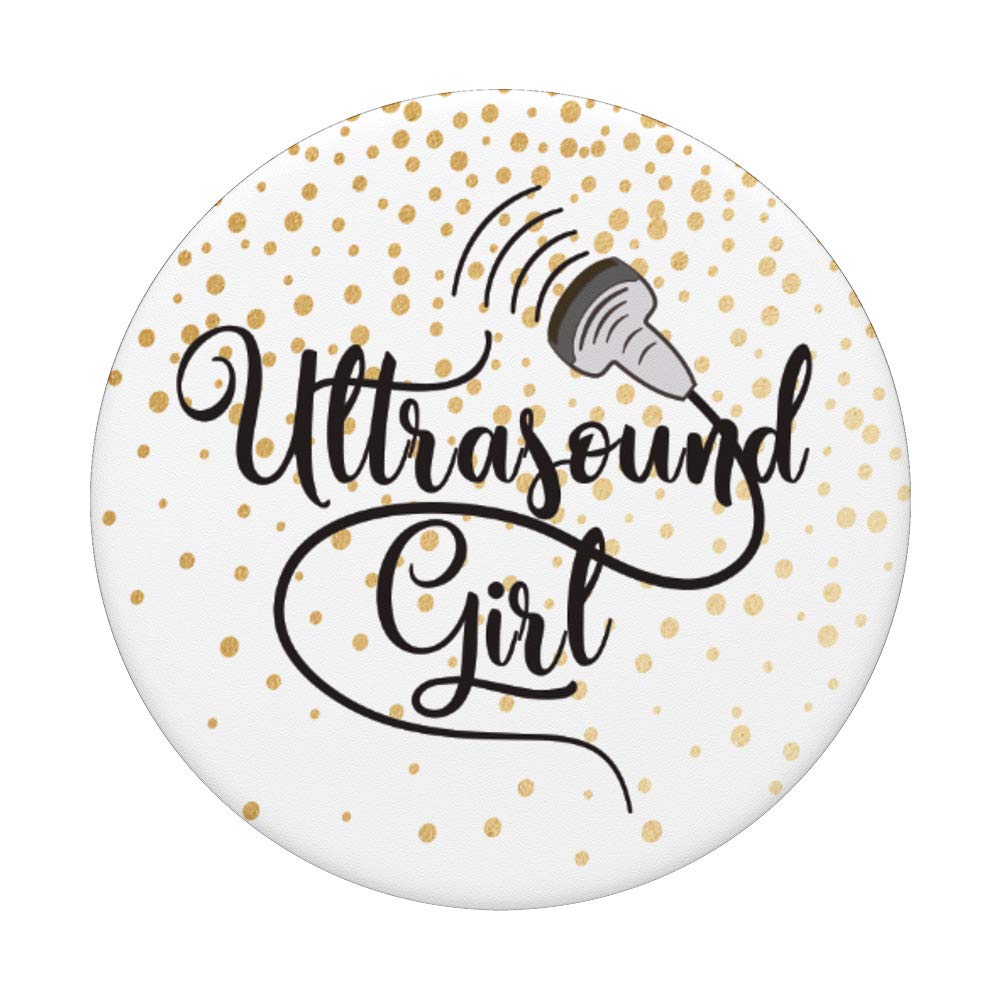Ultrasound Girl Sonographer Design Gold Dots PopSockets - Phone & Tablet Grip Stand with Swappable Top - Perfect for Medical Professionals, Students & Healthcare Workers