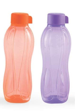 Tupperware Aqua-Safe BPA-Free Plastic Water Bottle Set of 2 (1 Liter Each) - Leakproof & Durable for Gym, Hiking, School & Office Use