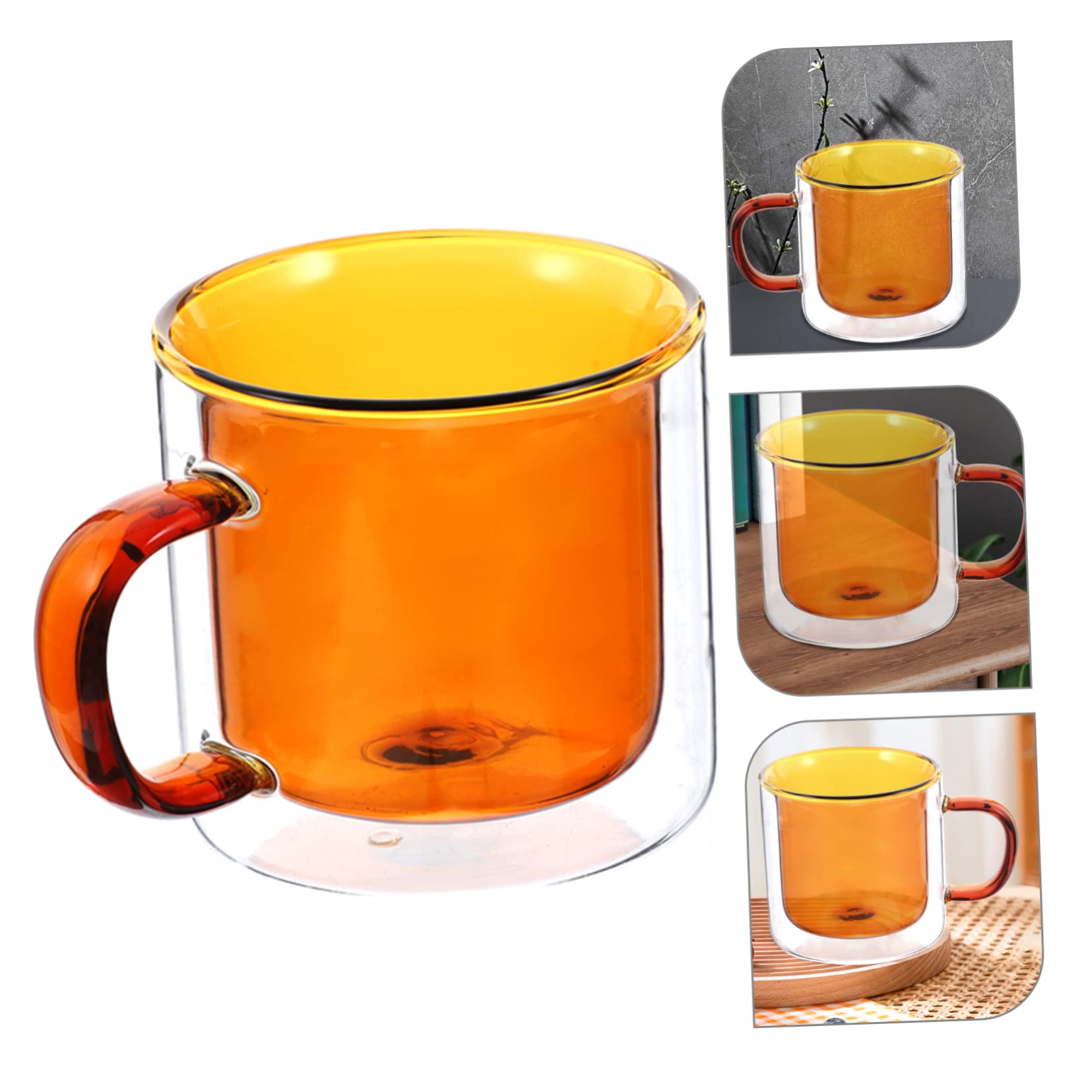 ABOOFAN Double Wall Insulated Glass Coffee Mug - 12oz Espresso Cup with Lid, Travel Mug for Hot/Cold Beverages, Perfect for Coffee, Tea, Beer - Ideal for Home, Office & Outdoor Use