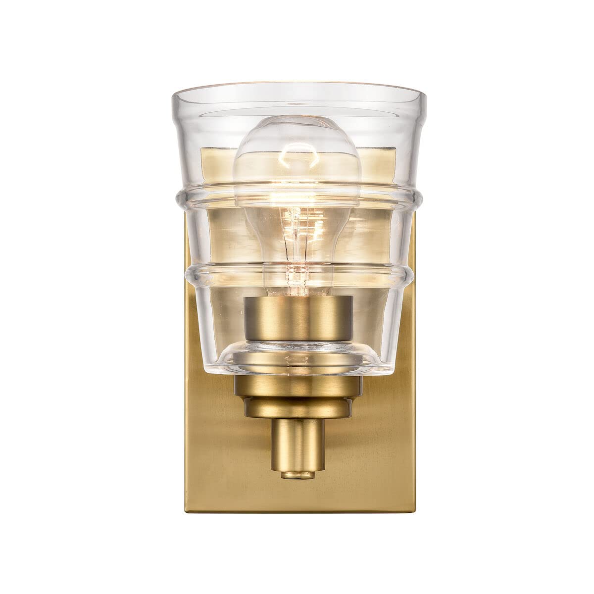 Elk Home Pulsate Vanity Light - 1-Light Satin Brass Finish with Clear Glass, Transitional Style Bathroom Lighting for Modern & Traditional Decor