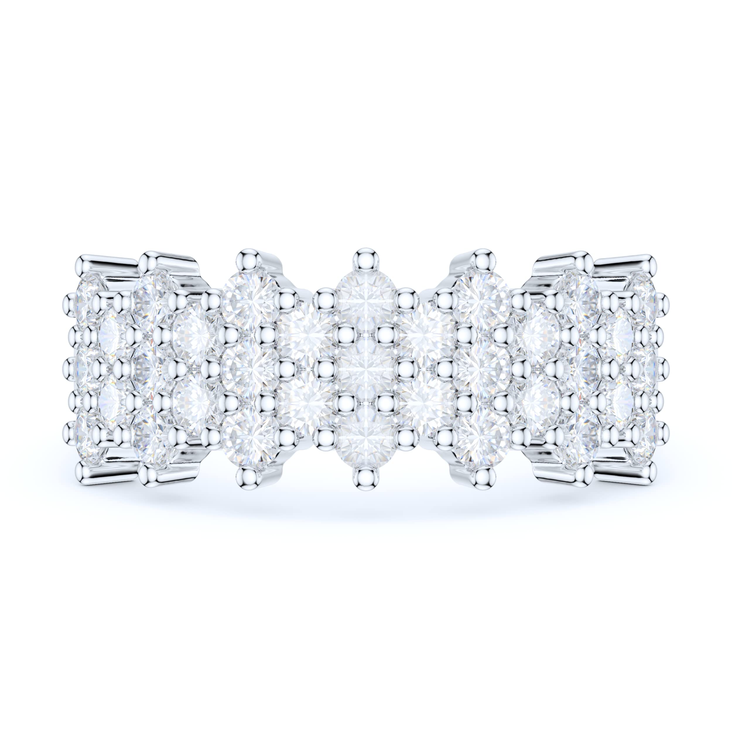 Sterling Silver Honeycomb Wedding Ring with Simulated Diamond or Genuine Moissanite - Half Eternity Band for Women, Bridal Jewelry, Anniversary Gift, Engagement Ring Alternative (Perfect for Weddings, Proposals & Special Occasions)