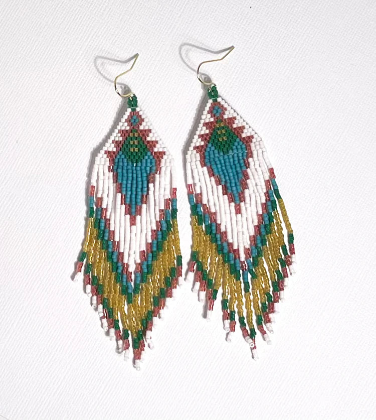 Boho Teal Fringe Earrings - Handmade Jamaican Style Dangle Earrings for Women, Perfect for Festivals, Beach Parties & Boho Fashion