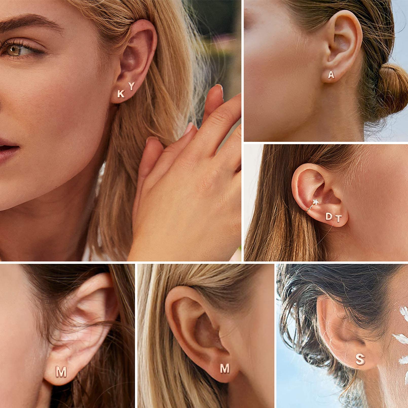 Hypoallergenic 925 Sterling Silver Initial Letter Stud Earrings for Women - A-Z Tiny Simple Studs for Sensitive Ears (Gift Box Included) | Perfect for Everyday Wear, Gifts & Special Occasions