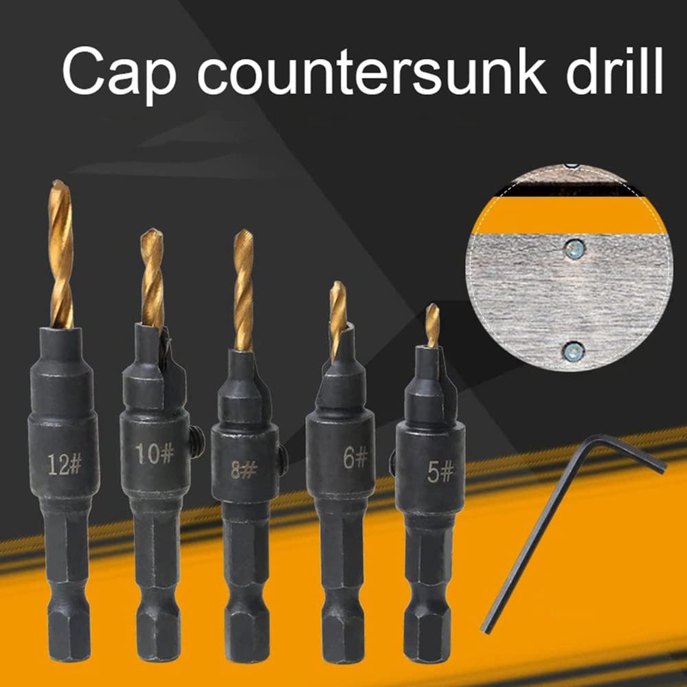 High-Quality Twist Drill Set (5#-12#) - Portable Countersink Drill Bits with Smooth Chip Removal & Sharp Tooth Edge for Screw Cap Opening | Perfect for DIY, Woodworking, Metalworking & Home Repairs
