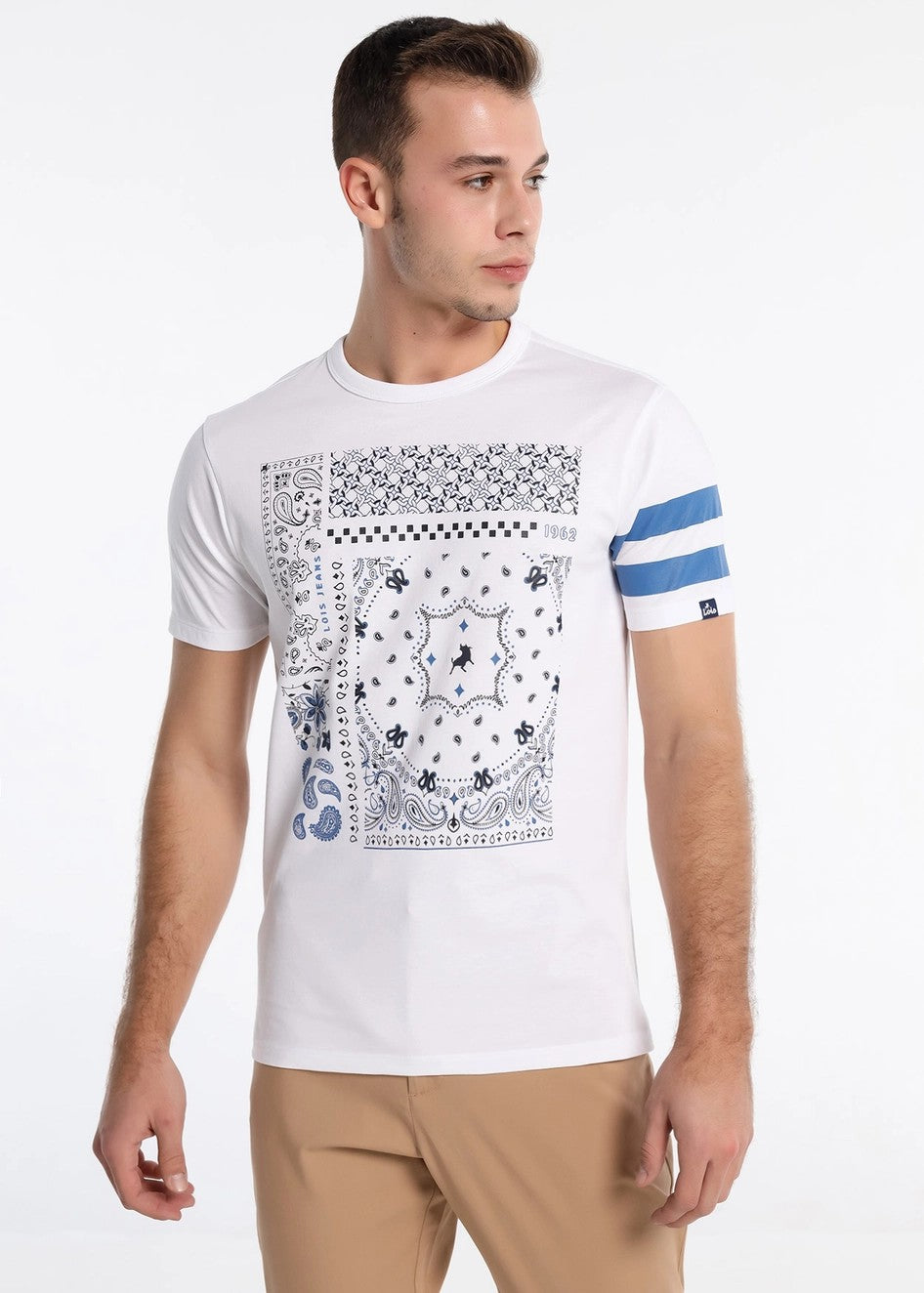 Lois Graphic Cotton T-Shirt for Women - Soft White Crewneck Tee - Casual Streetwear & Everyday Comfort