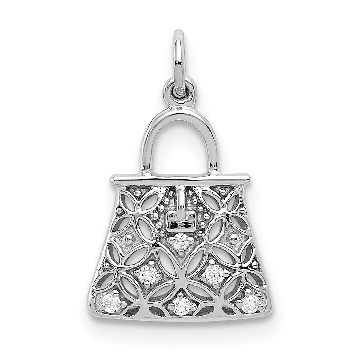 14K White Gold Diamond Purse Charm - Elegant Jewelry Accessory for Handbags, Gifts & Special Occasions