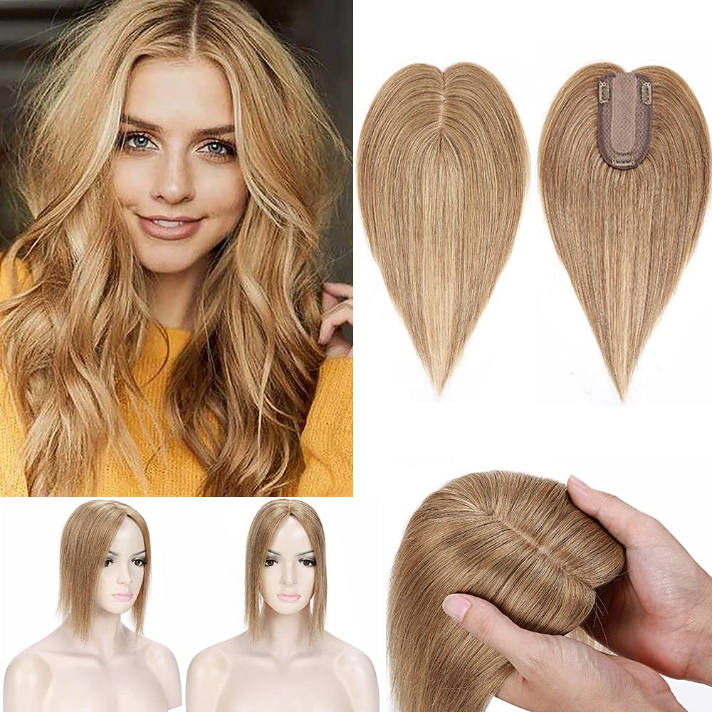 SEGO Clip-in Human Hair Topper for Women - 150% High Density Brown Curly Hairpiece - Partial Coverage Large Size for Thinning Hair - Perfect for Daily Wear, Parties & Special Occasions