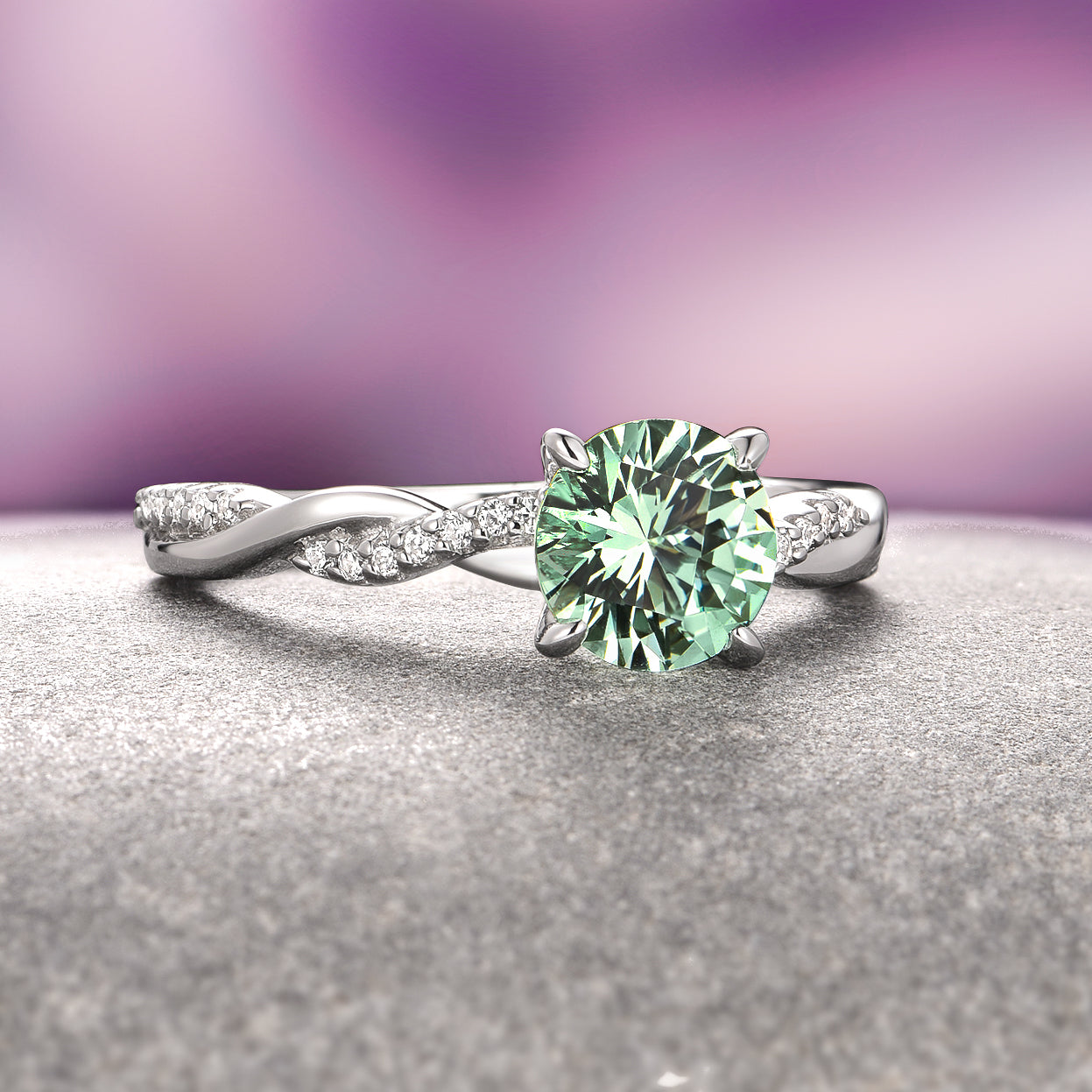 Sophia Light Green Sapphire Ring - Sterling Silver Jewelry for Women, Elegant Gift for Her, Perfect for Weddings & Special Occasions