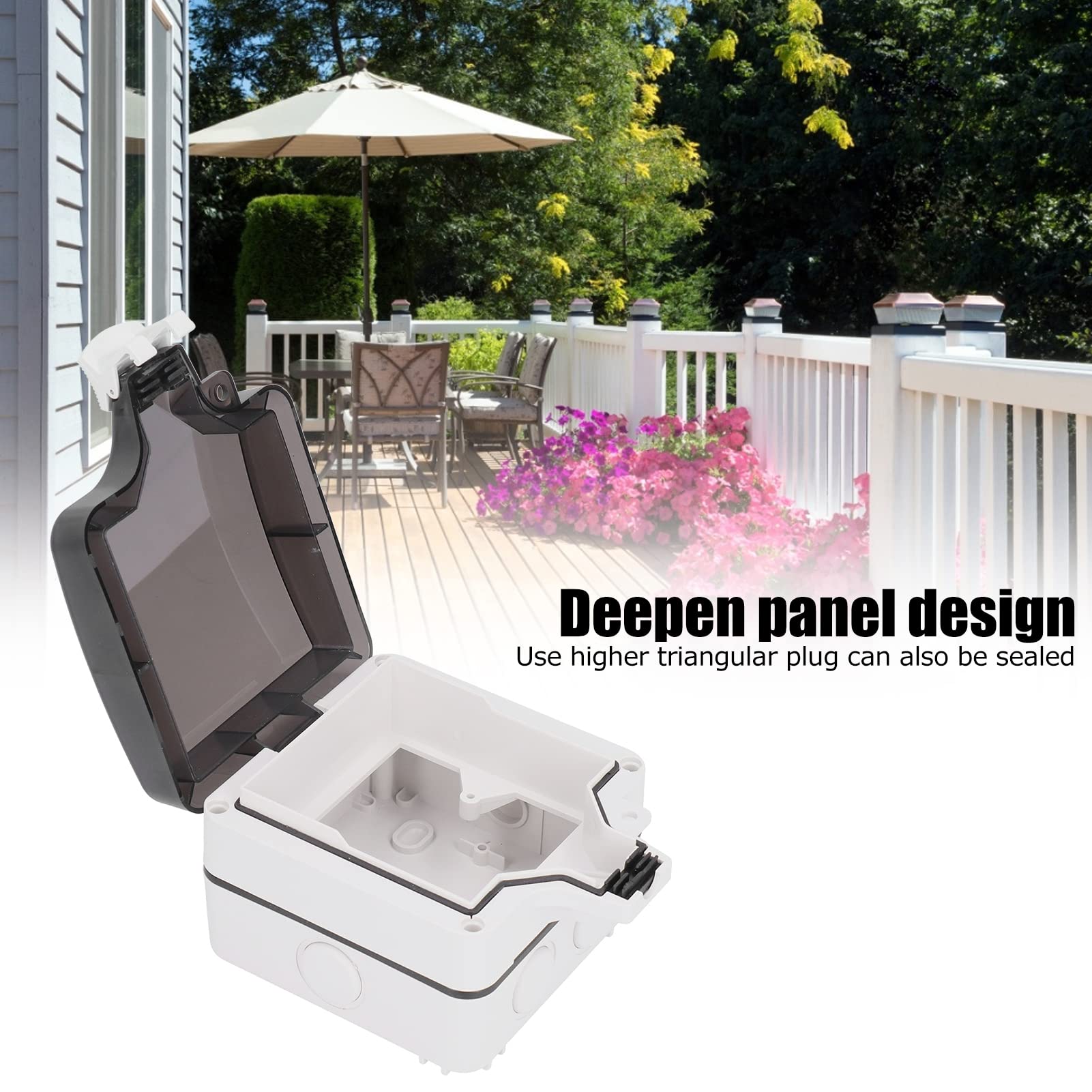 Weatherproof IP66 Outdoor Electrical Box - 5-Hole Power Socket for Garden & Patio