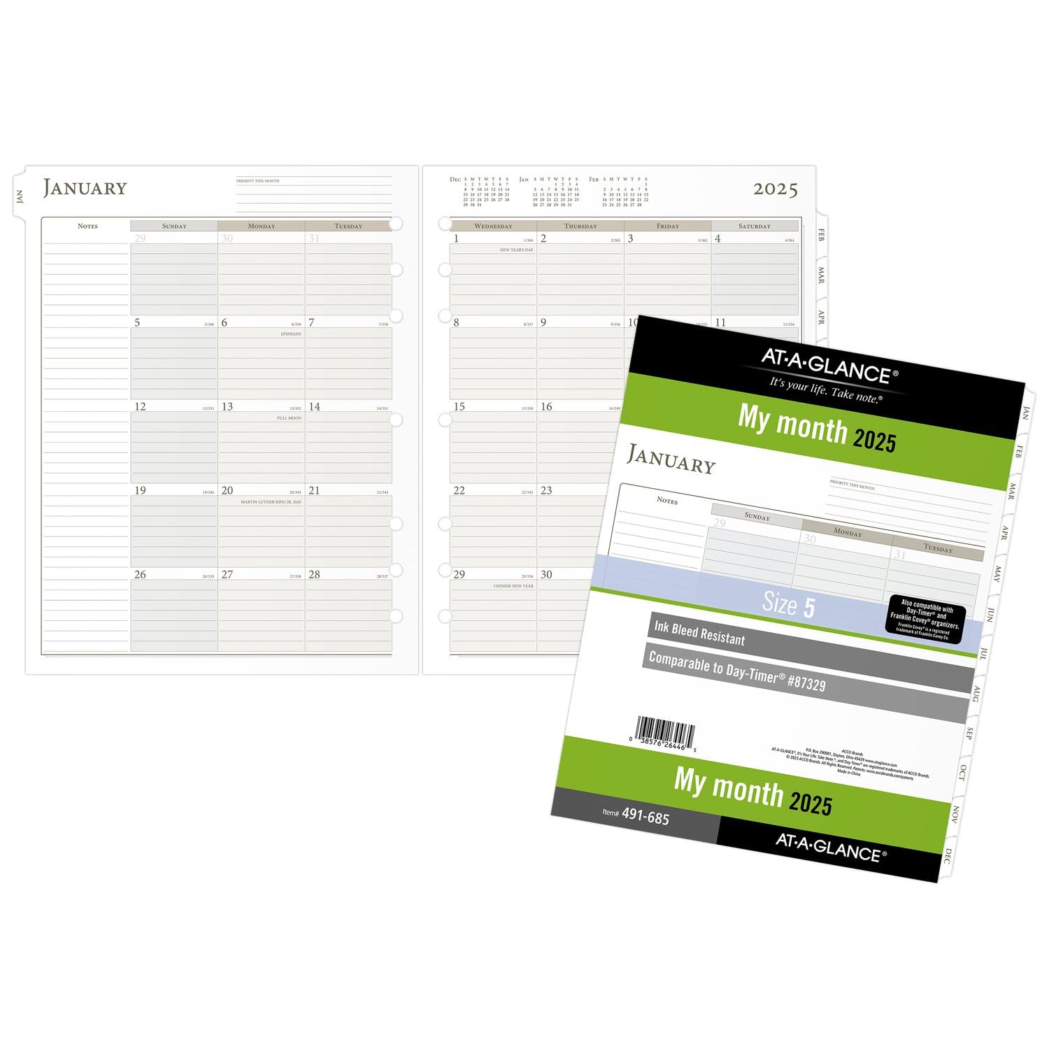 AT-A-GLANCE 2025 Monthly Planner Refill - 8.5