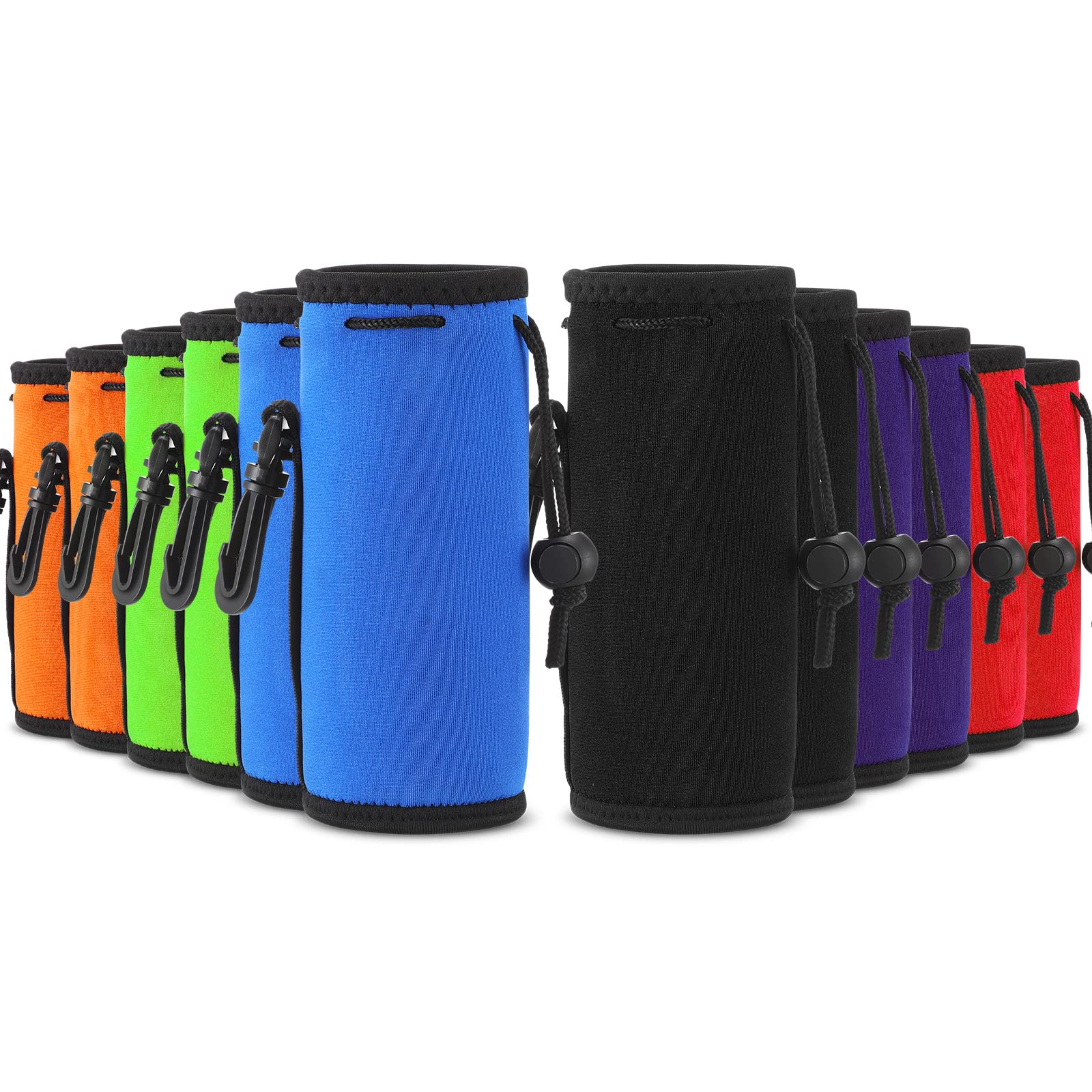 Premium Neoprene Water Bottle Sleeves - 12 Pack Insulated Beverage Covers for 17-18 oz Bottles & Cans | Non-Slip Drawstring Design | Perfect for Hiking, Gym, Picnics & Outdoor Activities