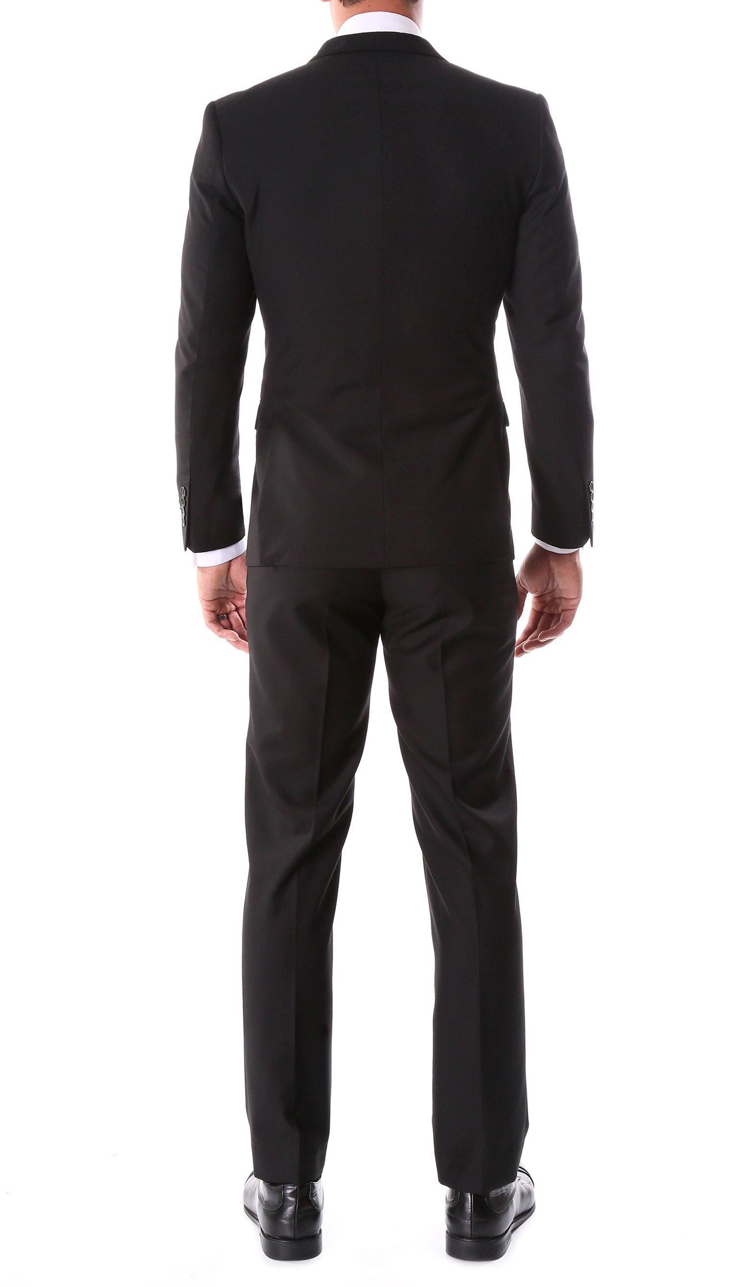 Oslo Collection Slim Fit 2-Piece Suit for Men - Classic Black Business Suit | Perfect for Weddings, Office & Formal Events