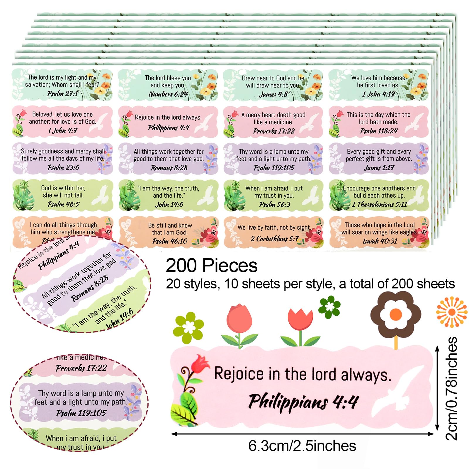 Bible Verse Stickers - 200pcs Inspirational Christian Decals for Gifts & Decor