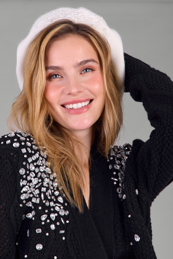 Elegant Jewel Embellished Cardigan for Women - Stylish Knit Sweater with Rhinestone Details | Perfect for Office, Date Night & Special Occasions