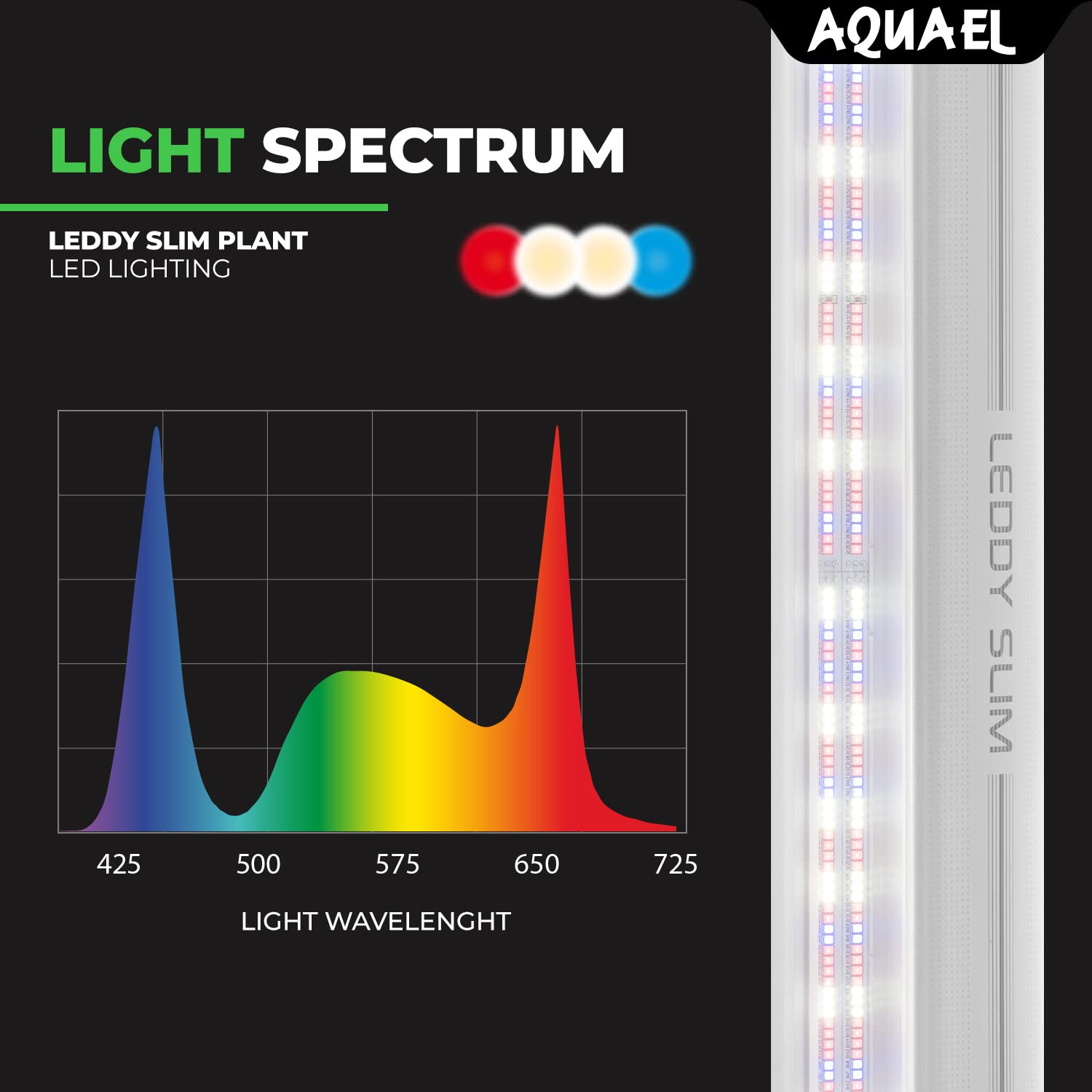 Aquael Leddy Slim Plant Premium Aquarium Light - 32W LED Plant Grow Light for 30-40 Inch Fish Tanks (White) - Perfect for Freshwater Planted Aquariums & Aquatic Gardens