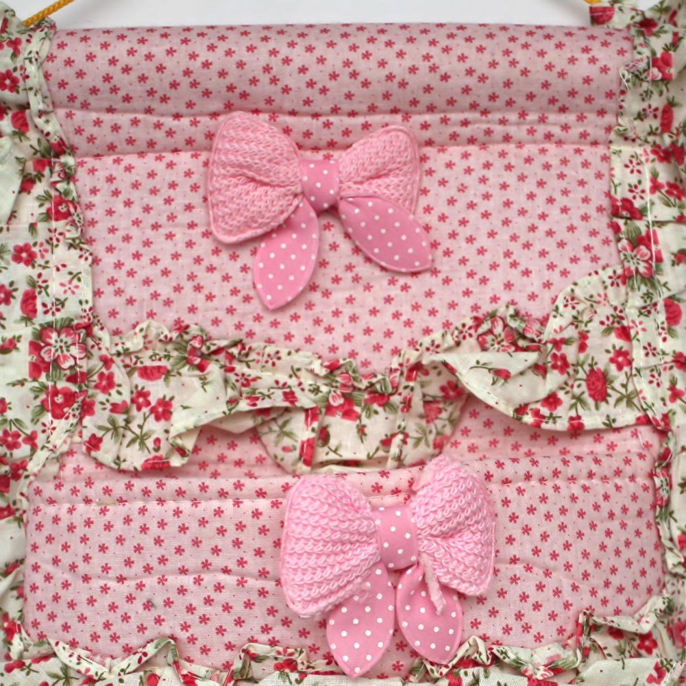 Star Shaped Wall Hanging Baskets - Pink Wall Organizers with Allover Design (9x17 inches) for Bedroom, Bathroom & Nursery Storage Decor