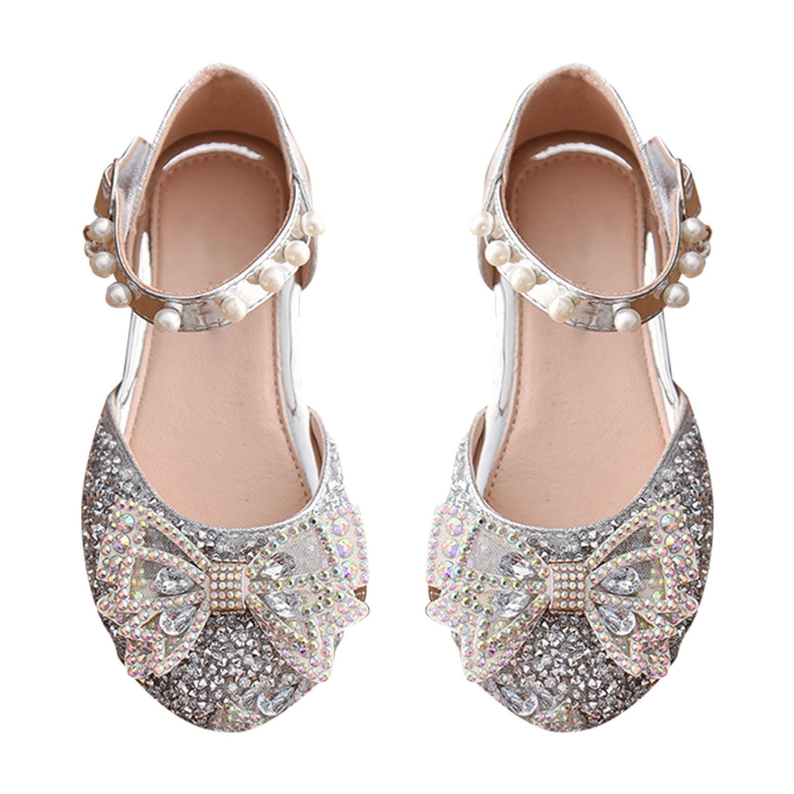 Sparkly Princess Shoes for Girls - Sequins & Bows Mary Janes for Weddings & Parties