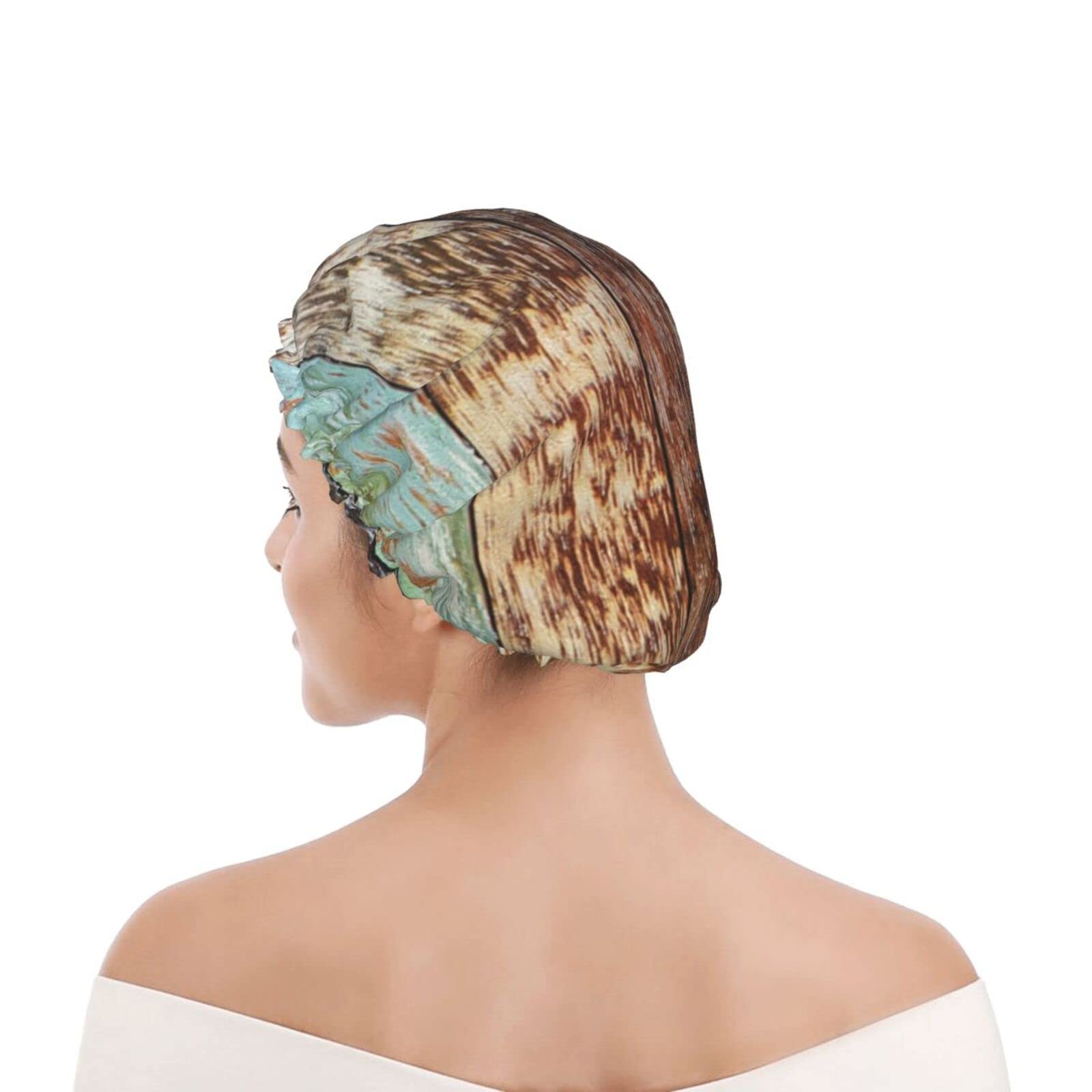 Vibrant Wooden Beads Shower Cap for Women - Reusable Waterproof Shower Hat with Double Layer Protection - Perfect for Bathing, Swimming & Hair Care Routines