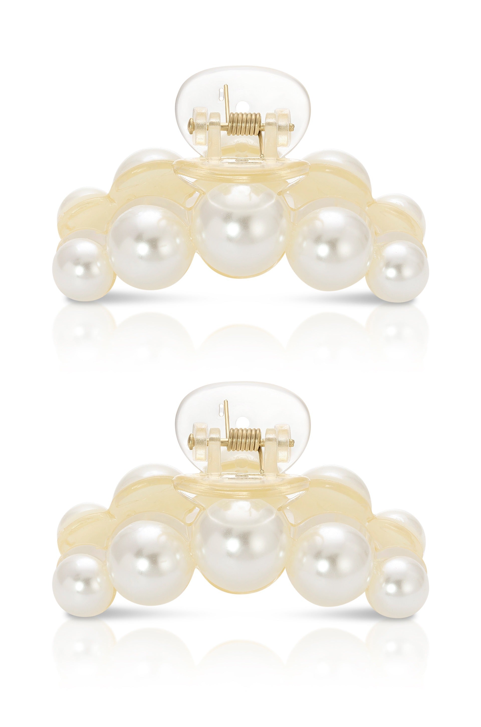 Pearl Hair Claw Clips Set of 2 - Elegant Hair Accessories for Women, Non-Slip Hair Clips for Ponytails, Buns & Updos - Perfect for Weddings, Parties & Everyday Wear