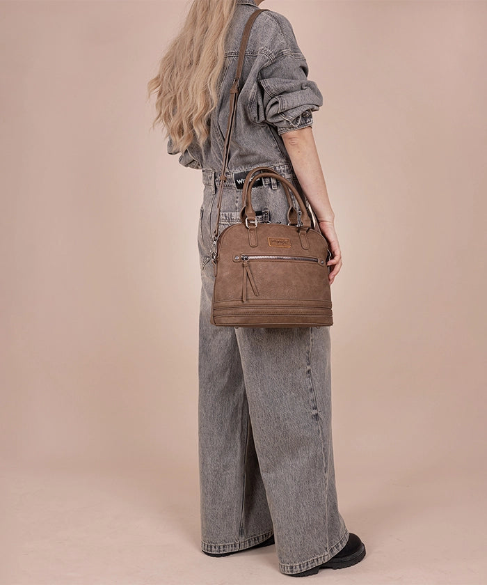 Wrangler Dome Satchel Crossbody Bag for Women & Men - Durable Leather Shoulder Bag - Perfect for Travel, Work & Everyday Use