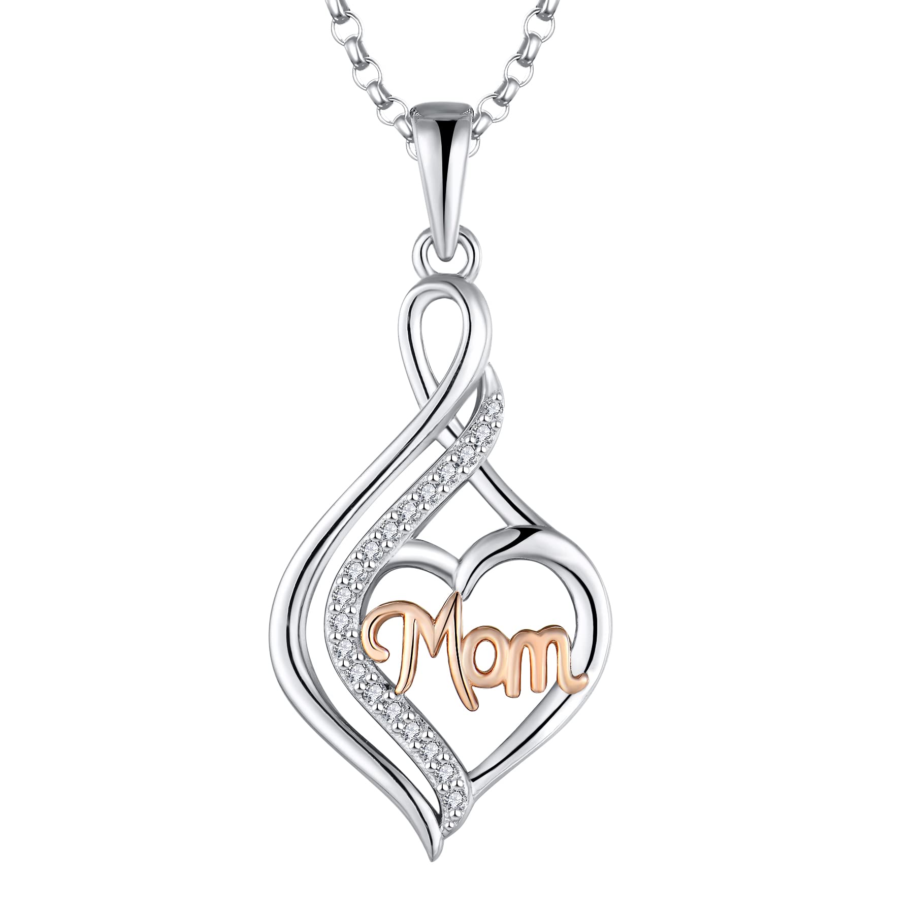925 Sterling Silver Mom Necklace - Best Jewelry Gift for Women | Birthday, Christmas, Mother's Day