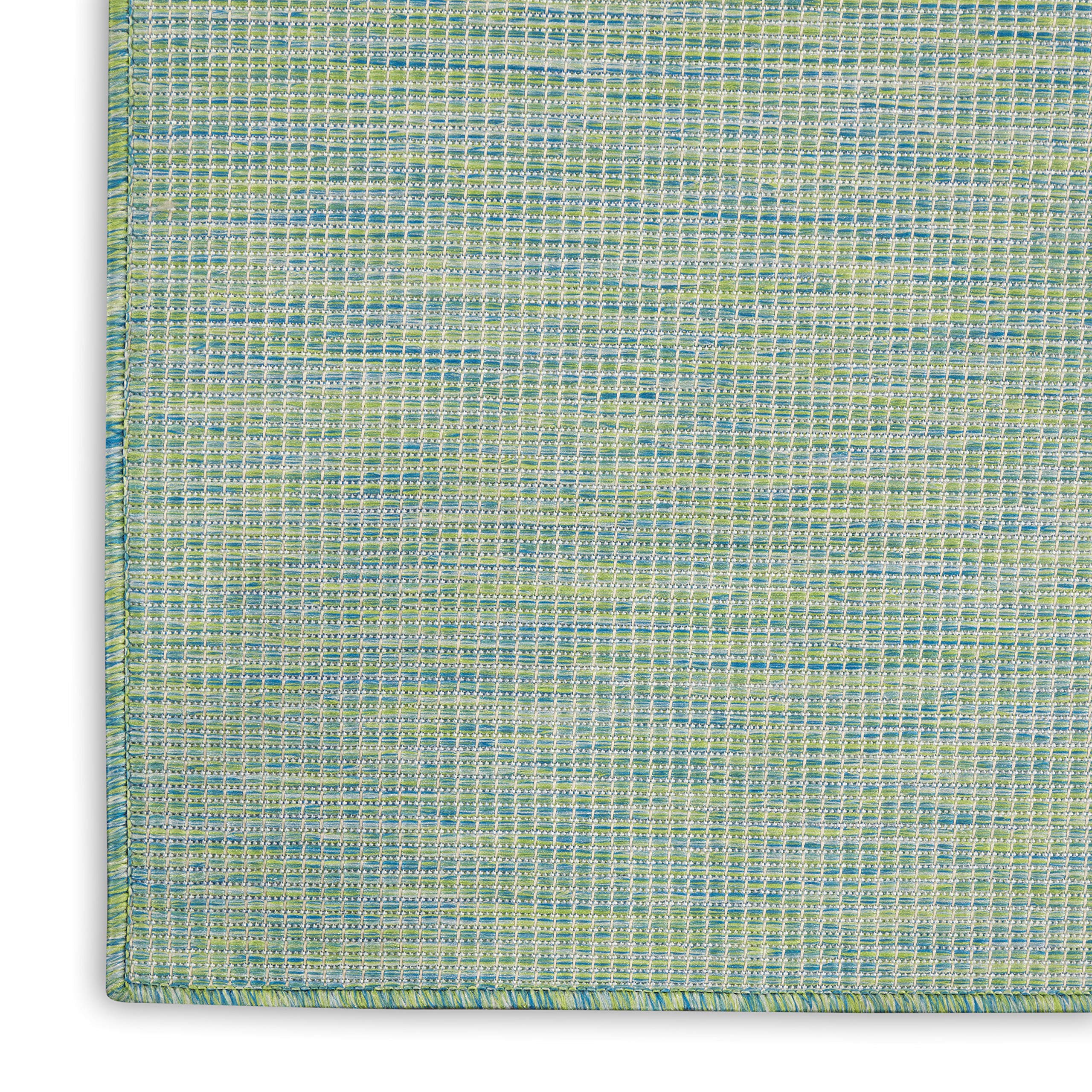 Nourison Positano 8' Round Indoor/Outdoor Area Rug - Blue & Green Striped Design, Easy Clean, Non-Shedding, Stain Resistant for Living Room, Bedroom, Dining Room, Deck, Patio & Backyard | Perfect for Outdoor Entertaining & Cozy Home Decor