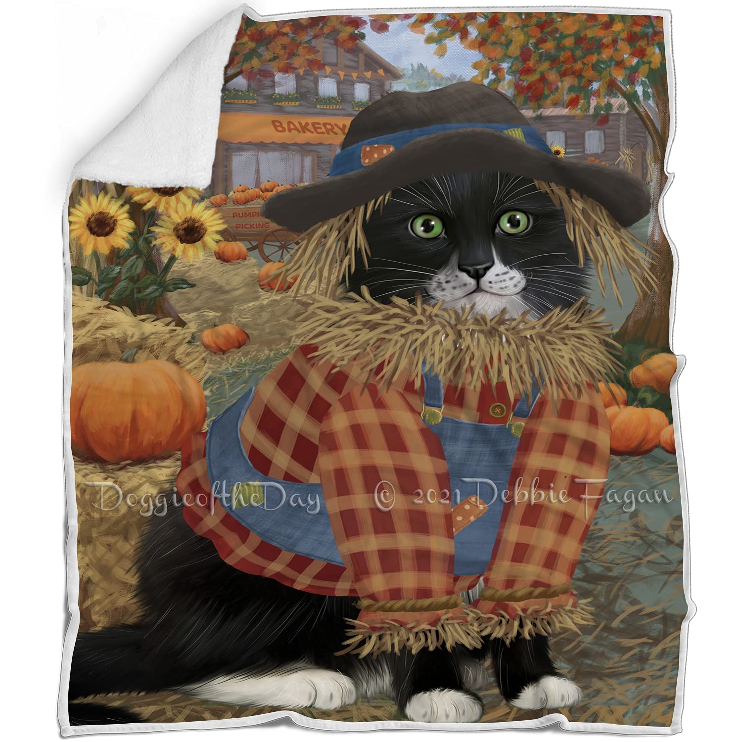 Halloween 'Round Town Tuxedo Cats Blanket - Lightweight Soft Cozy Throw for Sofa, Bed & Couch - Durable Woven Animal Theme Fuzzy Blanket 50x60 Inches - Perfect for Halloween Decor, Gift Giving & Cozy Nights