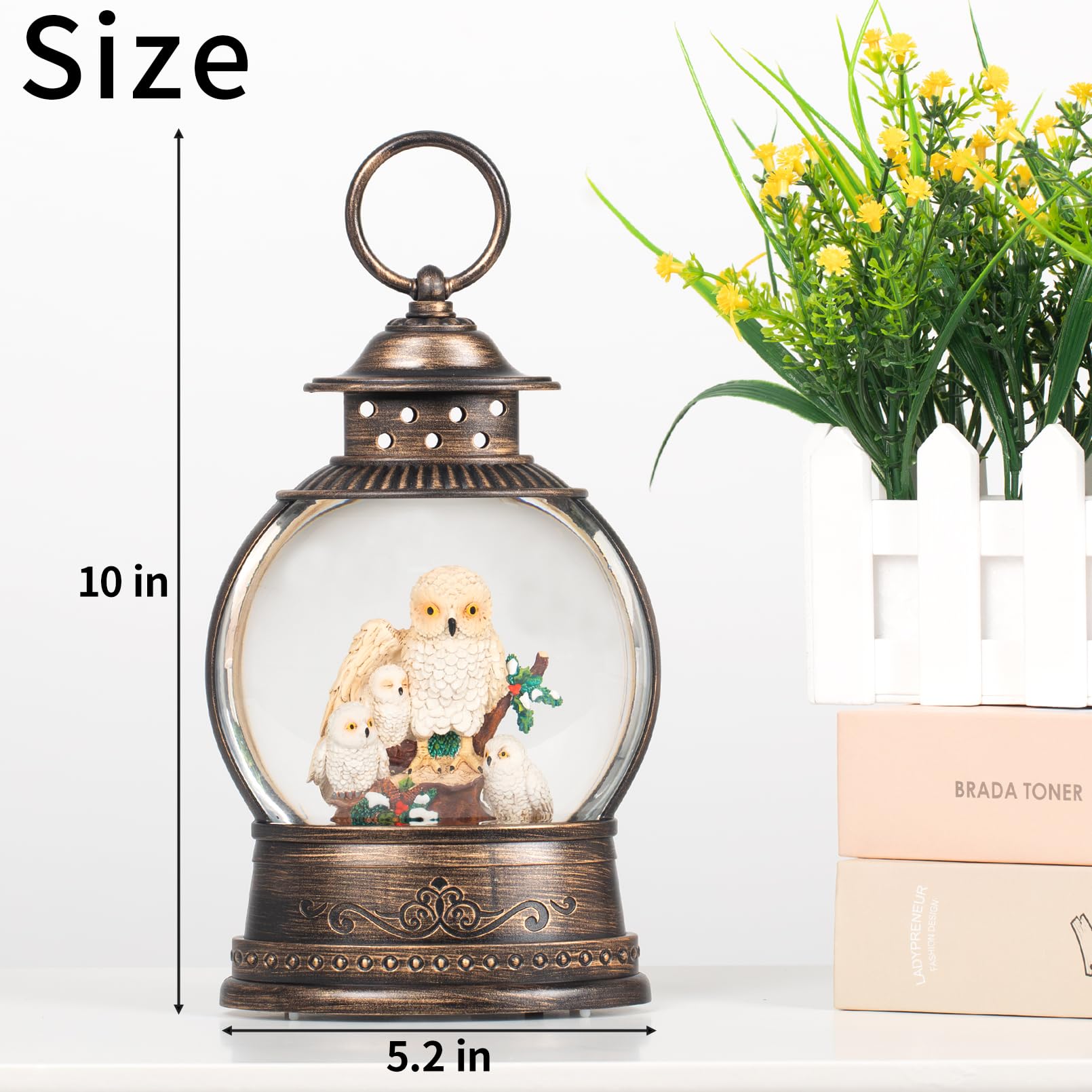Owl Snow Globe - Elegant Home Decor for Bookshelf, Bedroom, Living Room & Office | Modern Animal Sculpture Gift for Bird Lovers | Perfect for Holiday Gifts, Birthday Presents & Collectible Displays